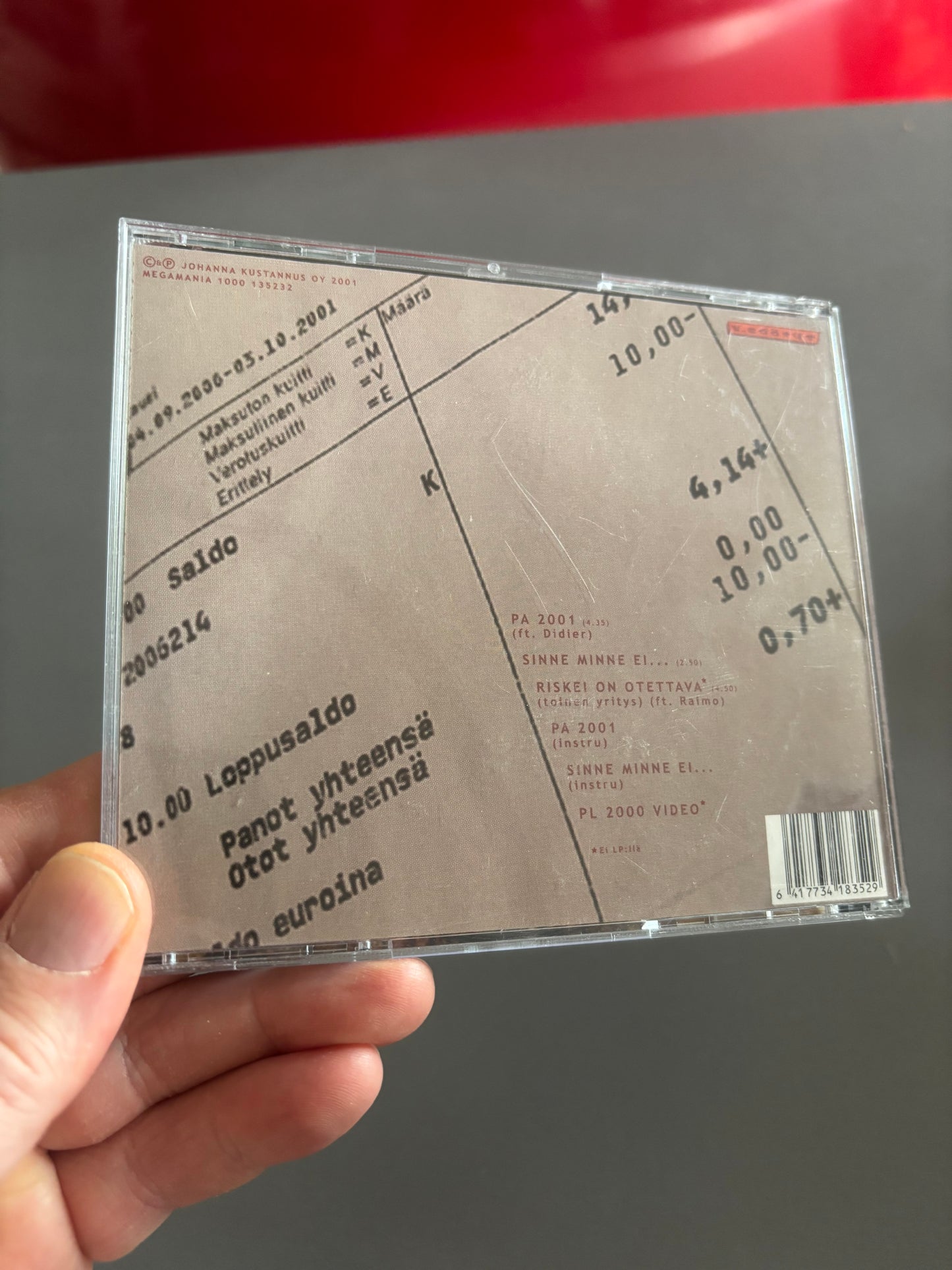 MC Taakibörsta: PA 2001, CD Maxi-Single, 1st pressing, Only CD pressing, Megamania, Finland 2001