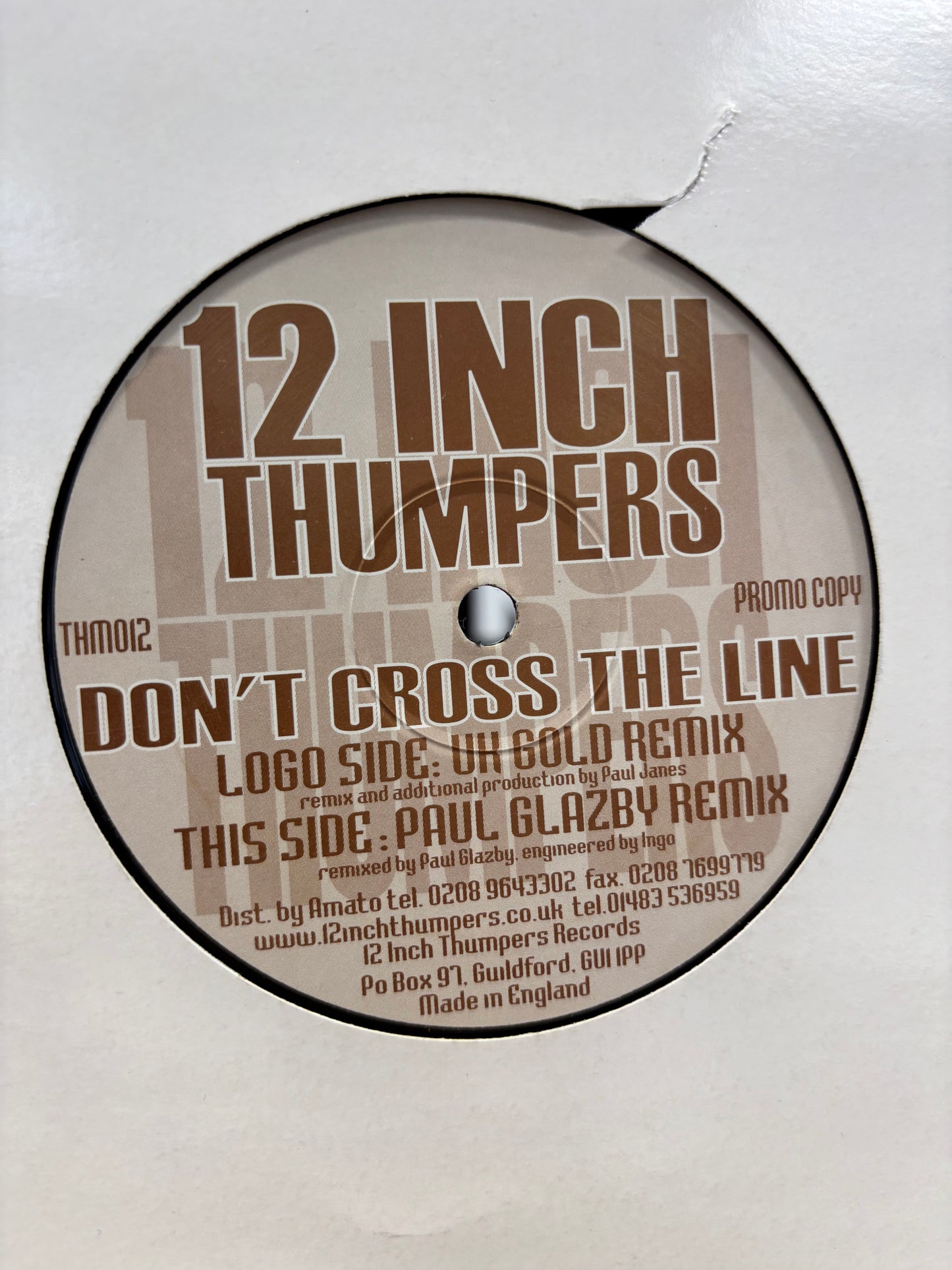12 Inch Thumpers: Don’t Cross The Line (Remixes), 12inch, Promo, 12 Inch Thumpers, UK 2000