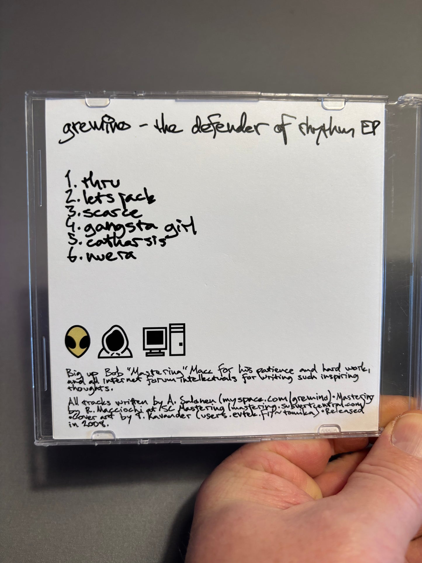 Gremino: The Defender Of Rhythm EP, CDr, Only pressing, Not On Label, Self-Released, Finland 2008