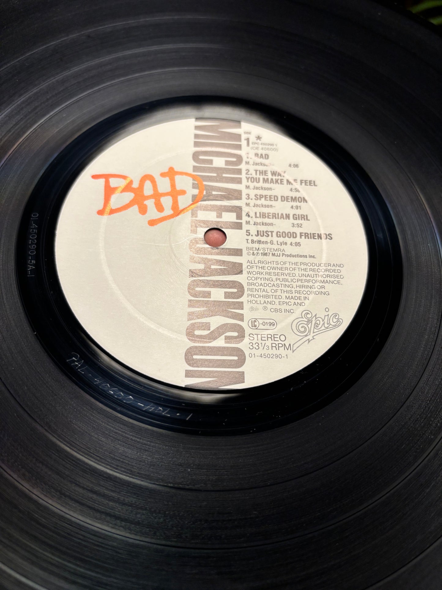 Michael Jackson: Bad, LP, gatefold, Epic, Europe 1987