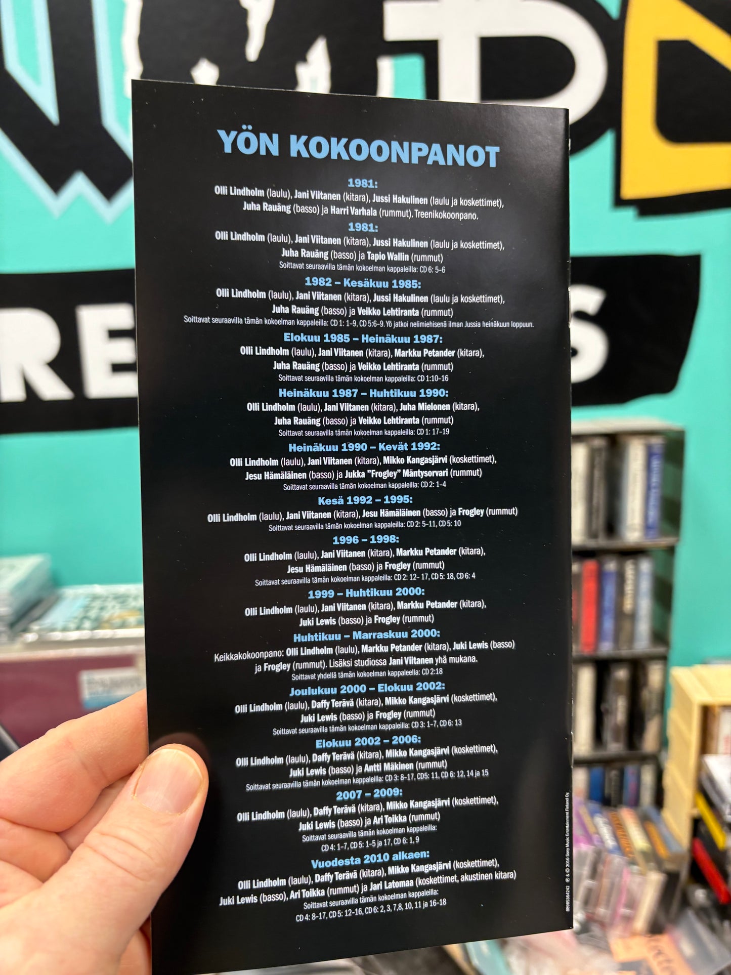 Yö: Aikamatka 1981-2016, 6 x CD, booklet, Compilation, Only pressing, Ratas Music, Sony Music, Finland 2016