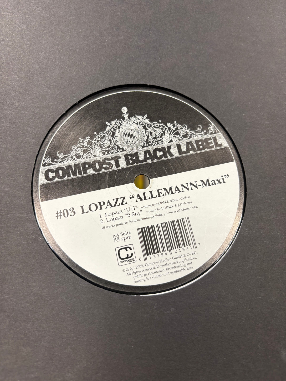 Lopazz: Allemann-Maxi, 12inch, Only pressing, Compost Black Label, Compost Records, Germany 2005