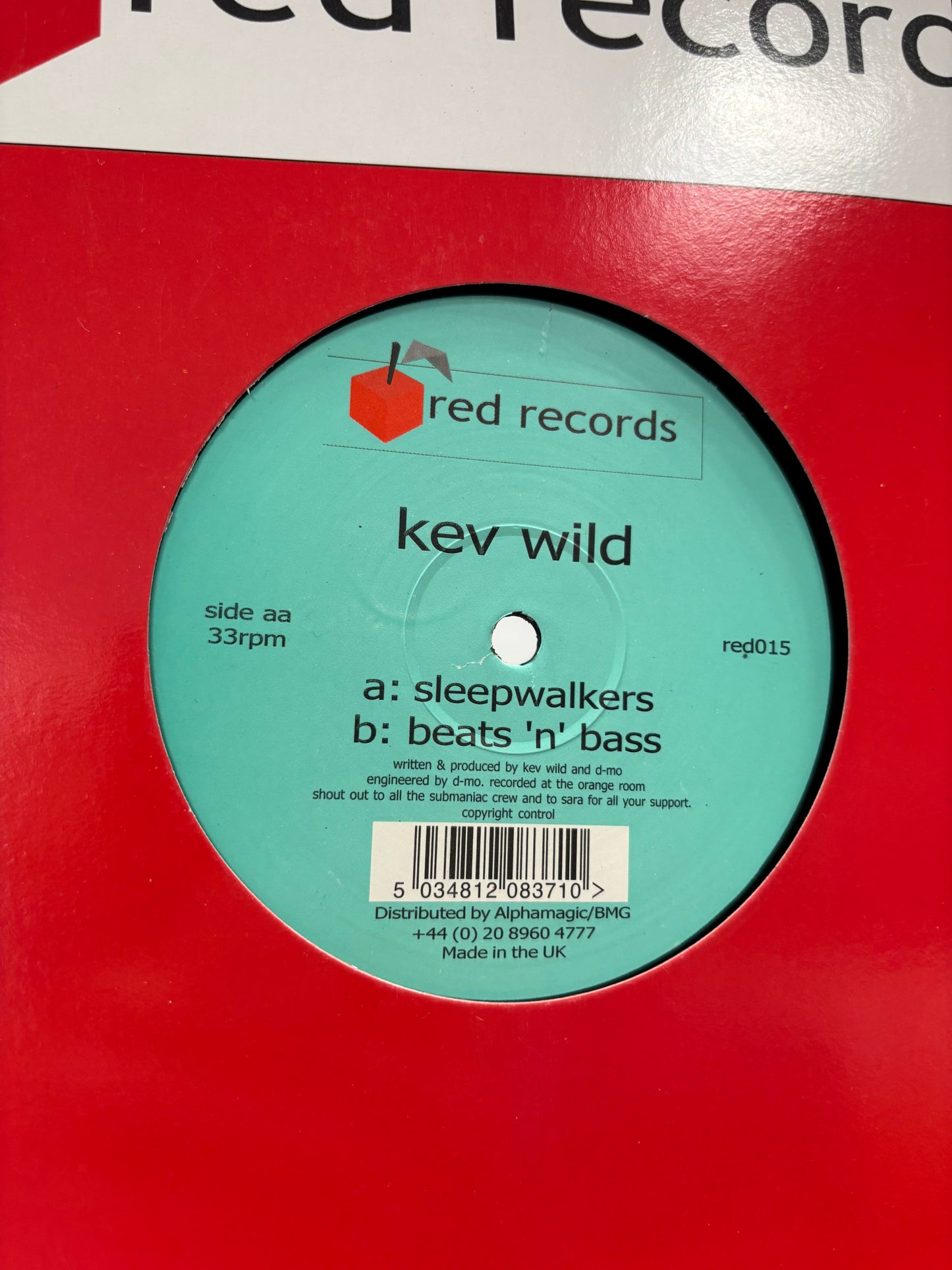 Kev Wild: Sleepwalkers/Beats ’n’ Bass, 12inch, Only official pressing, Red Records, UK 2001