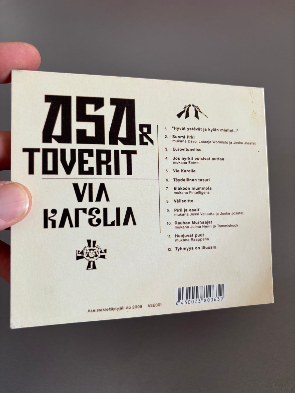 Asa & Toverit: Via Karelia, CD, 1st pressing, Only CD pressing, Digipak, Aseistakieltäytyjäliitto, Finland 2009