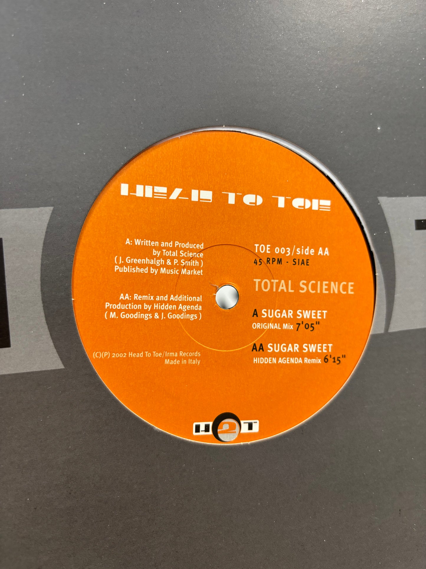 Total Science: Sugar Sweet, 12inch, Only official pressing, Head To Toe Records, Italy 2002