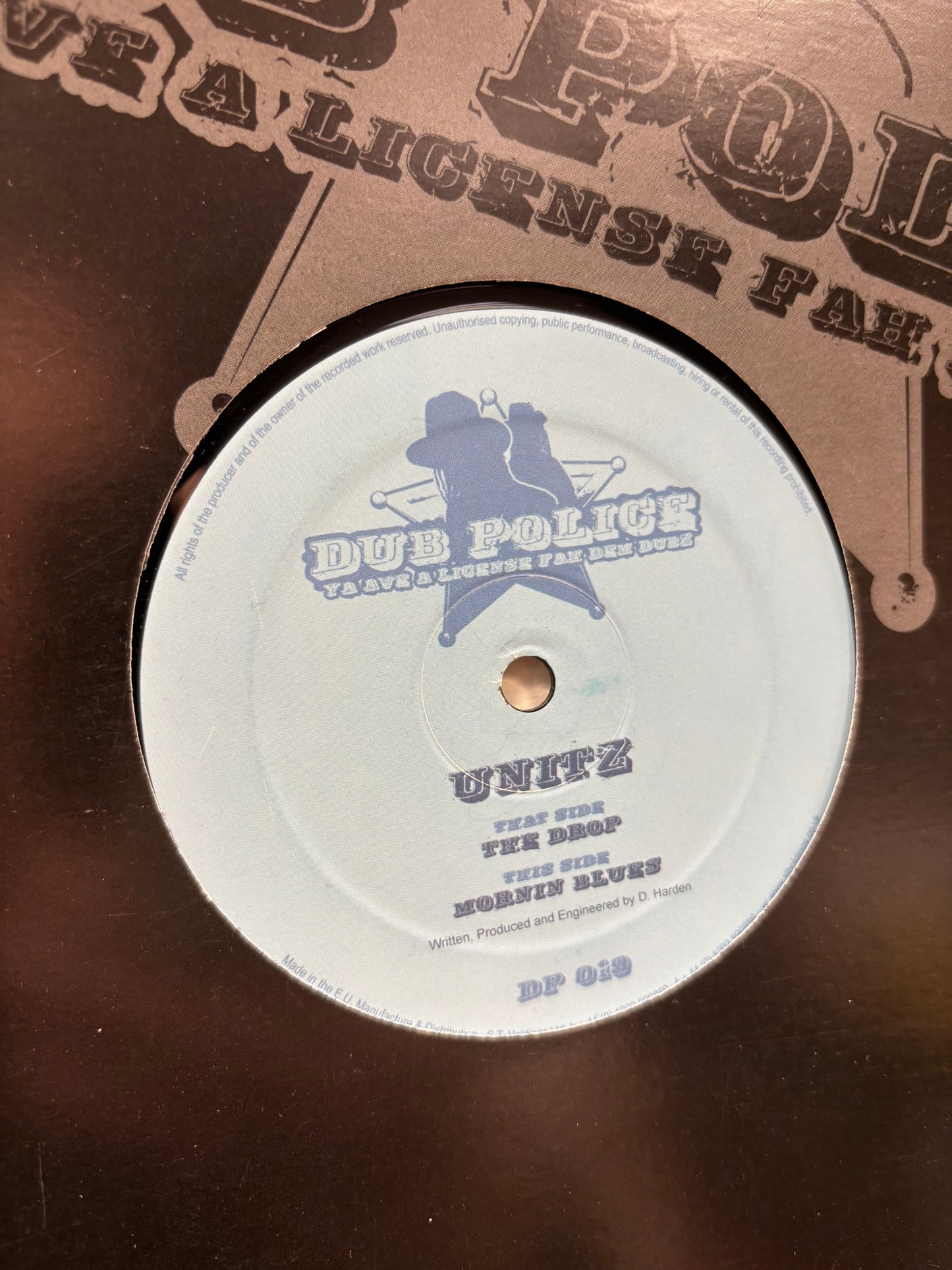 Unitz: The Drop/Morning Blues, 12inch, Only pressing, Dub Police, UK 2008