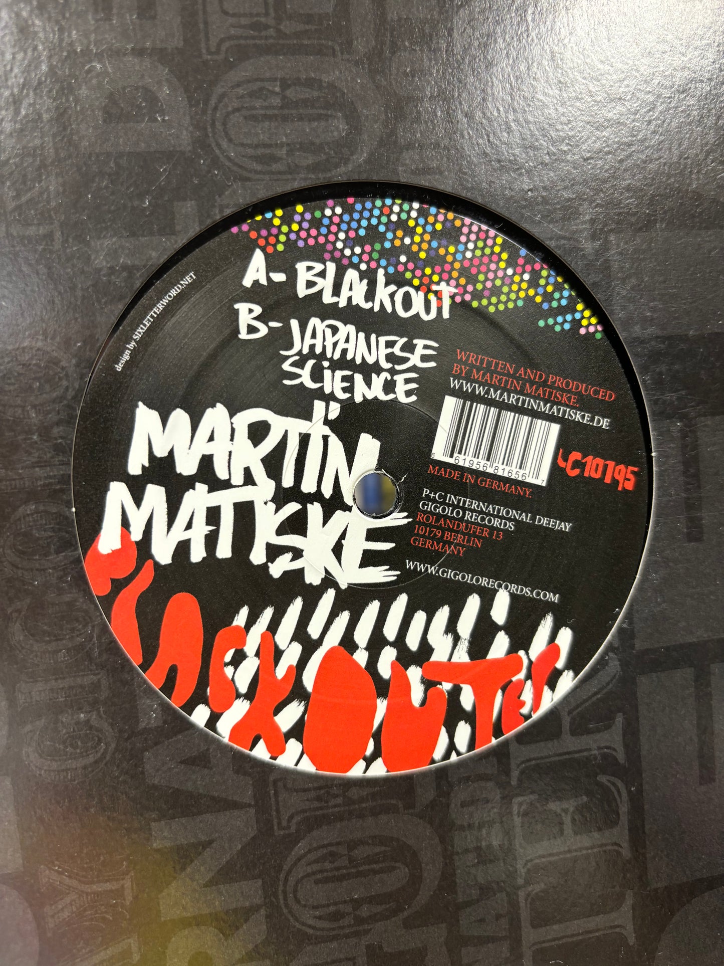 Martin Matiske: Blackout, 12inch, Only pressing, International Deejay Gigolo Records, Germany 2006