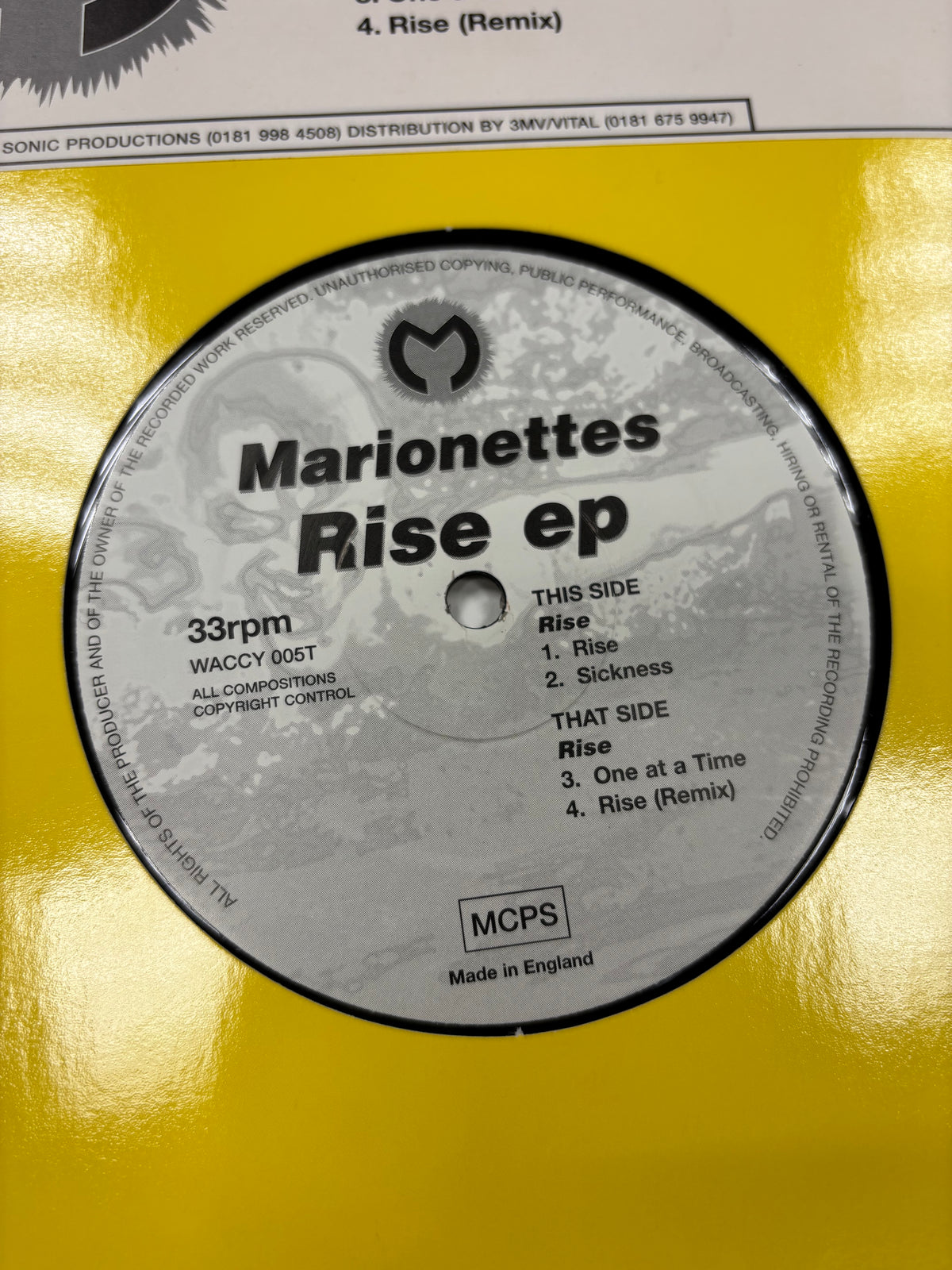 Marionettes: Rise EP, 12inch, Only official pressing, Diversity Recordings, UK 1995