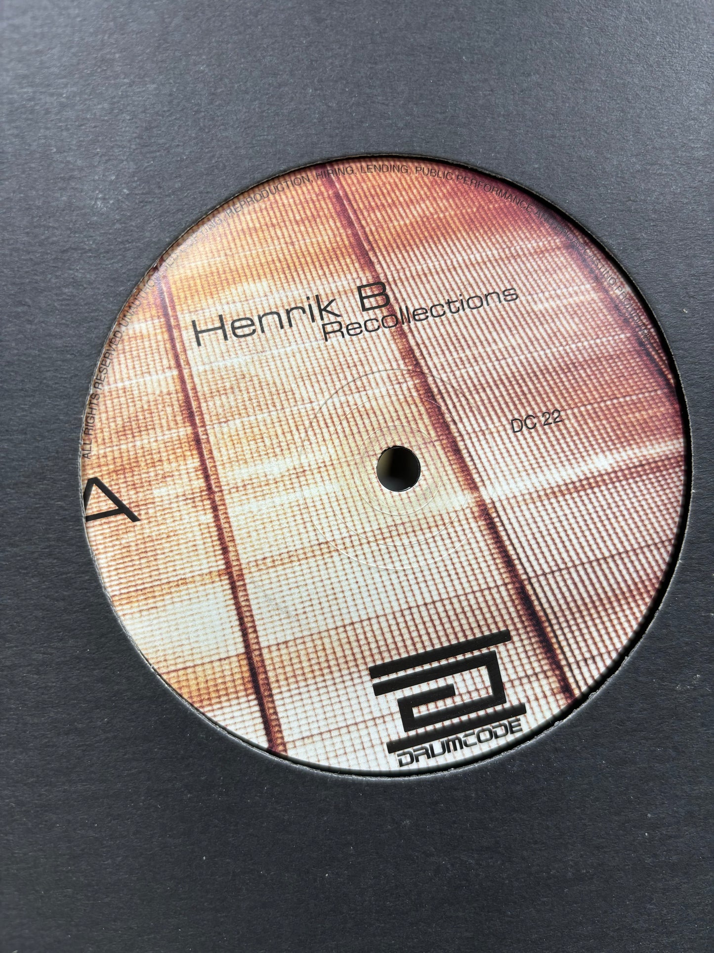 Henrik B: Recollections, 12inch, EP, Only pressing, Drumcode, Sweden 2001