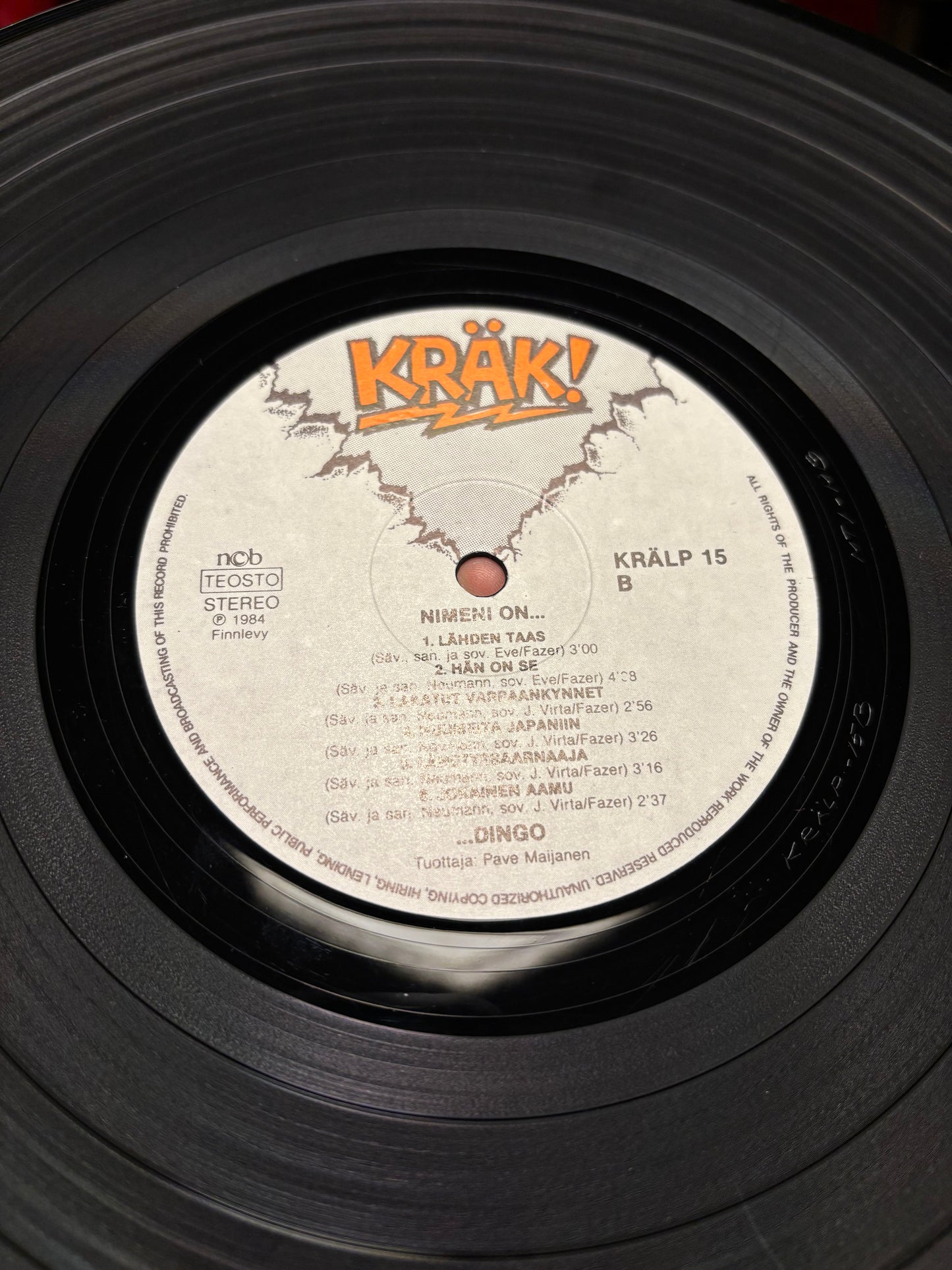 Dingo: Nimeni on Dingo, LP, 1st pressing, Kräk!, Finland 1984