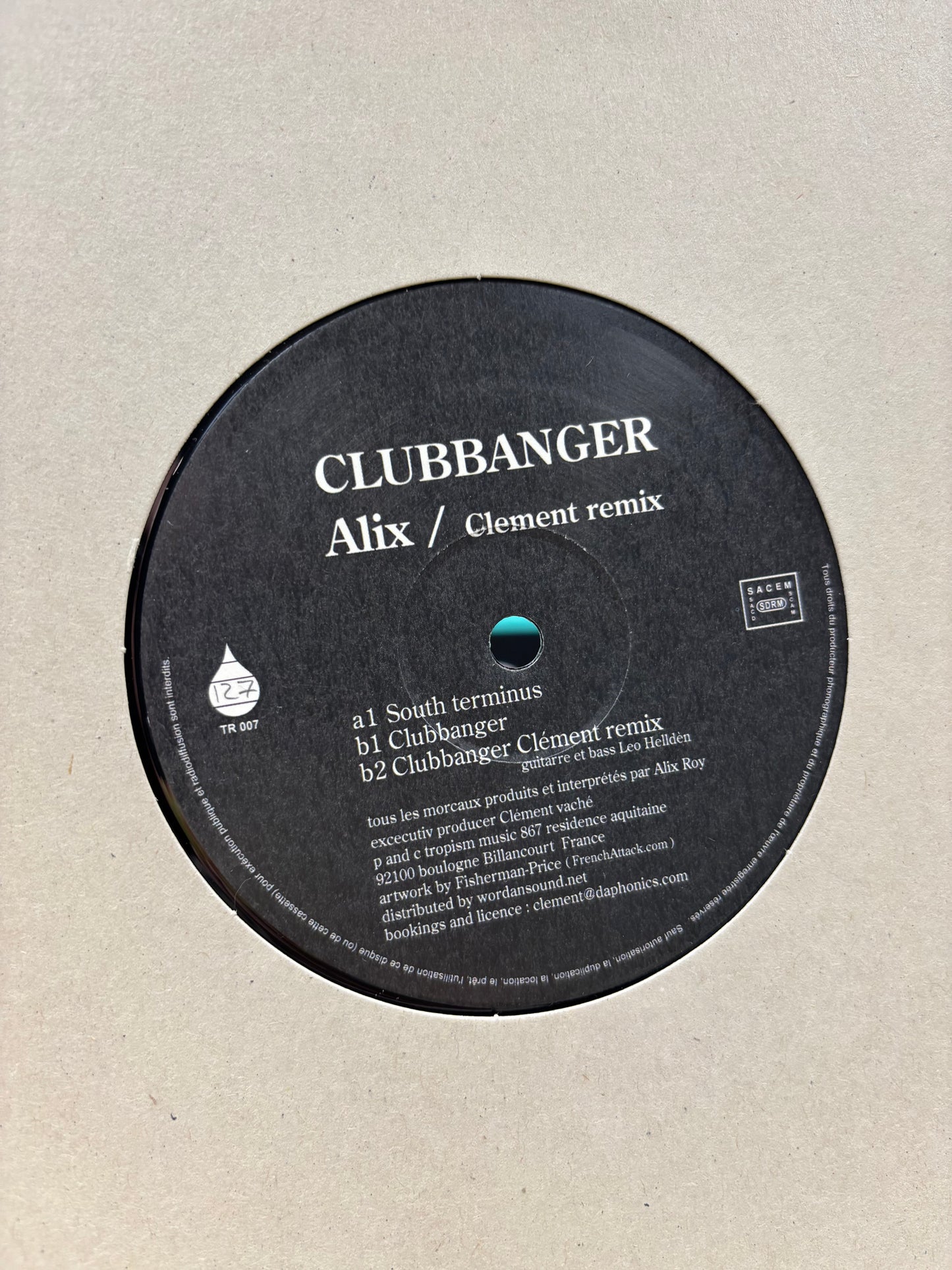 Alix: Clubbanger, 12inch, Only pressing, Tropism Records, France 2005