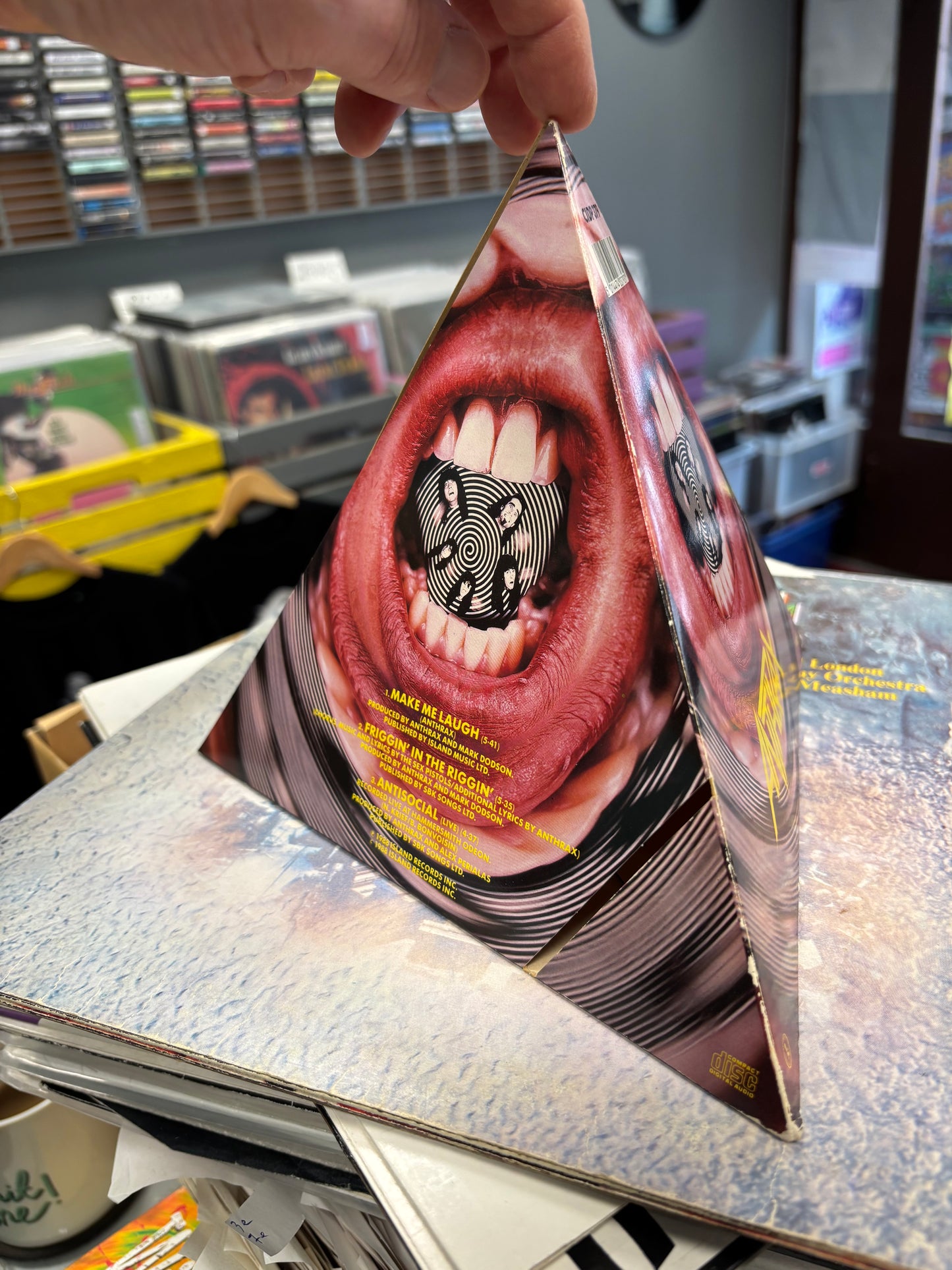 Anthrax: Make Me Laugh, CD, Single, Triangular card sleeve, Island Records, Megaforce Worldwide, UK 1988