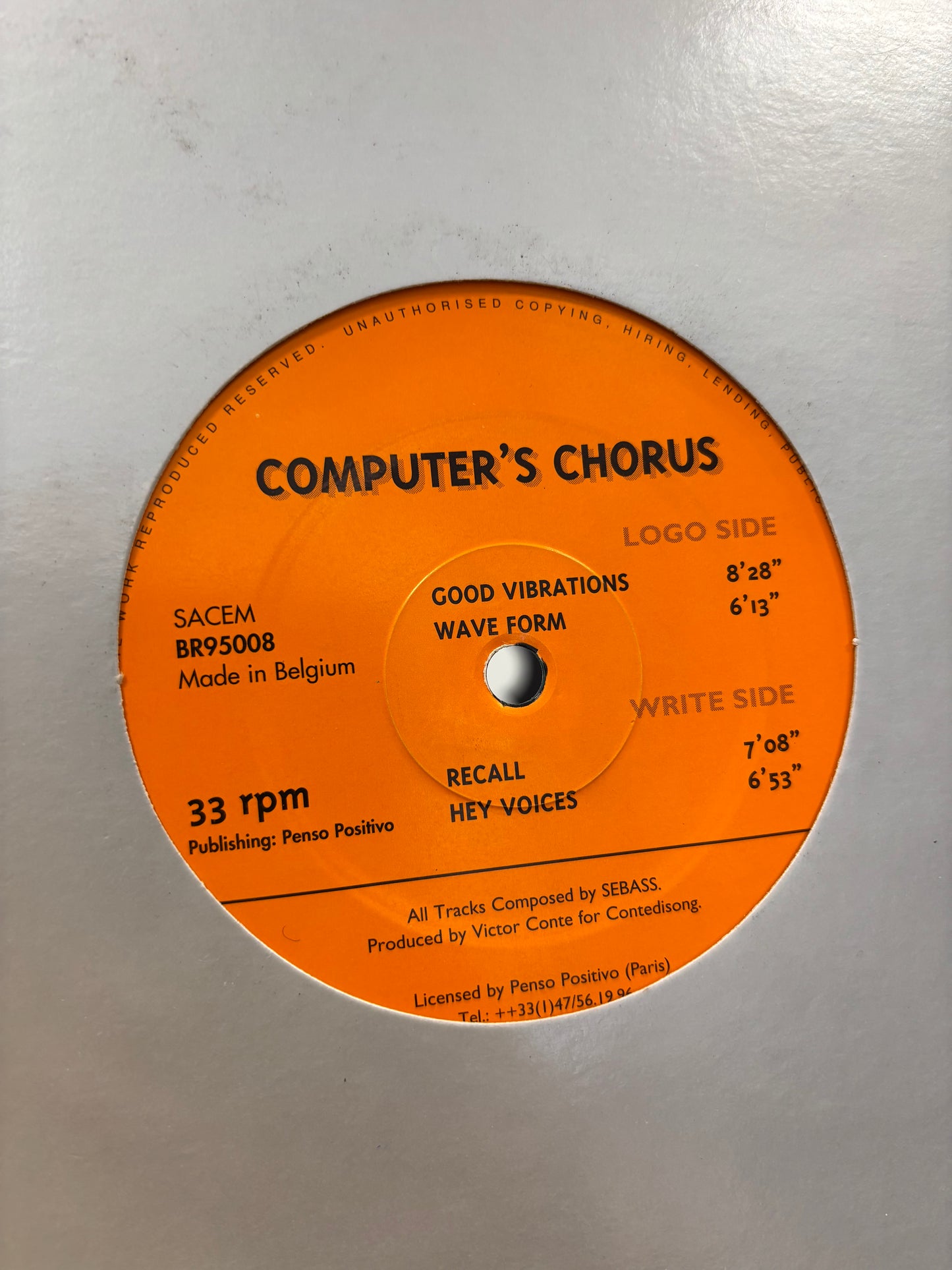 Computer’s Chorus: Recall, 12inch, EP, Only pressing, Buddha Records, France 1995