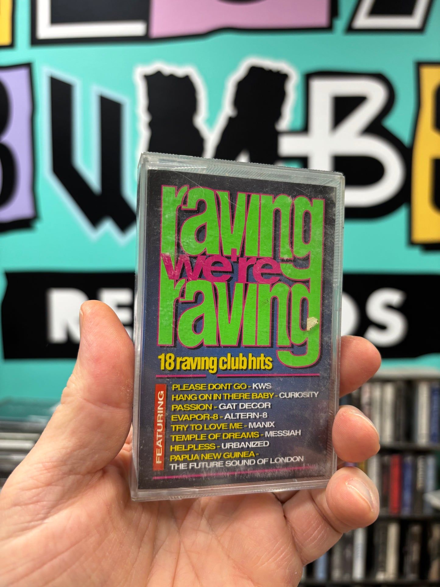 Raving We’re Raving, cassette, Only cassette pressing, Compilation, Telstar, UK & Ireland 1992