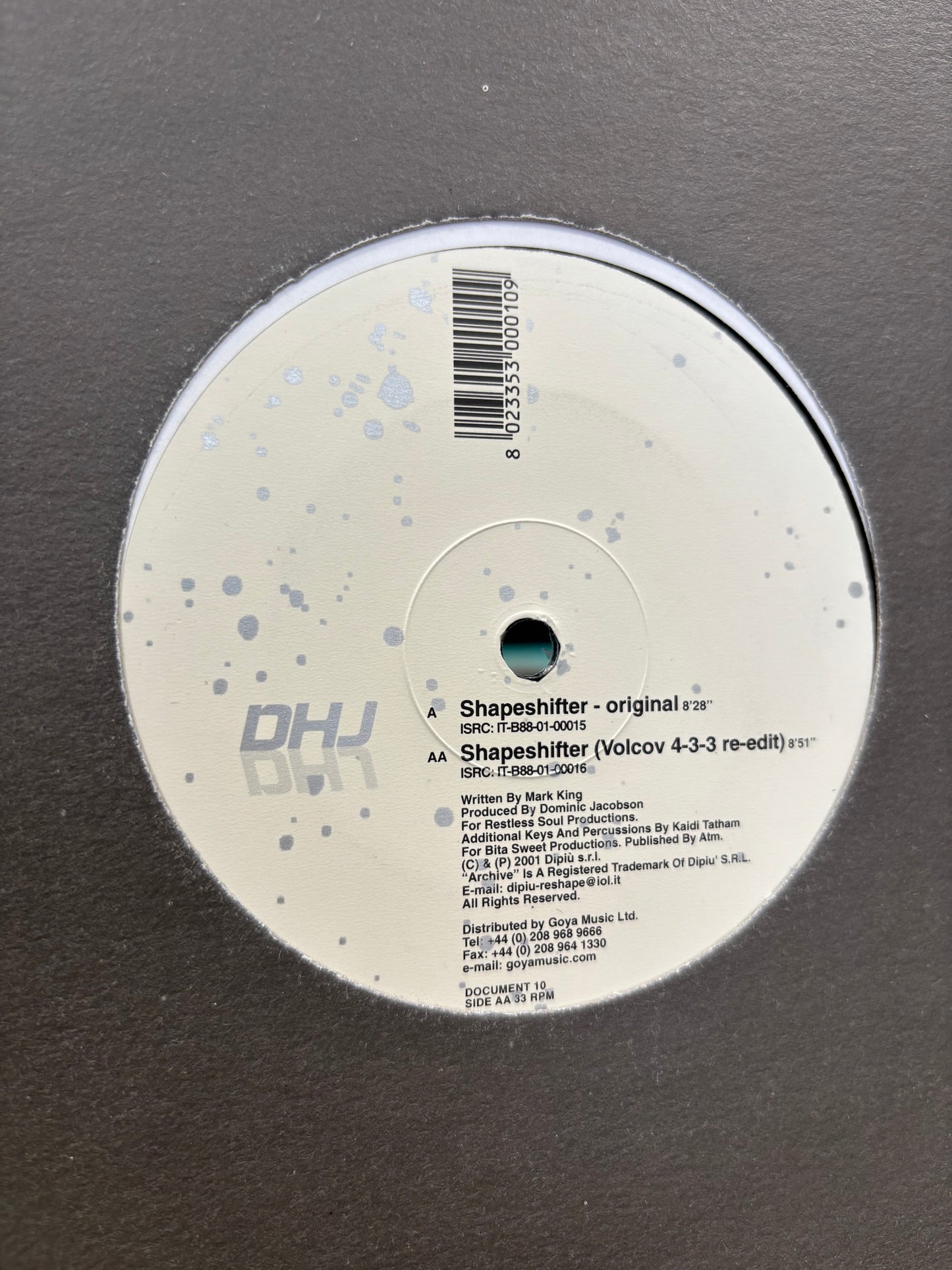 DHJ: Shapeshifter, 12inch, Only official pressing, Archive, Italy 2001