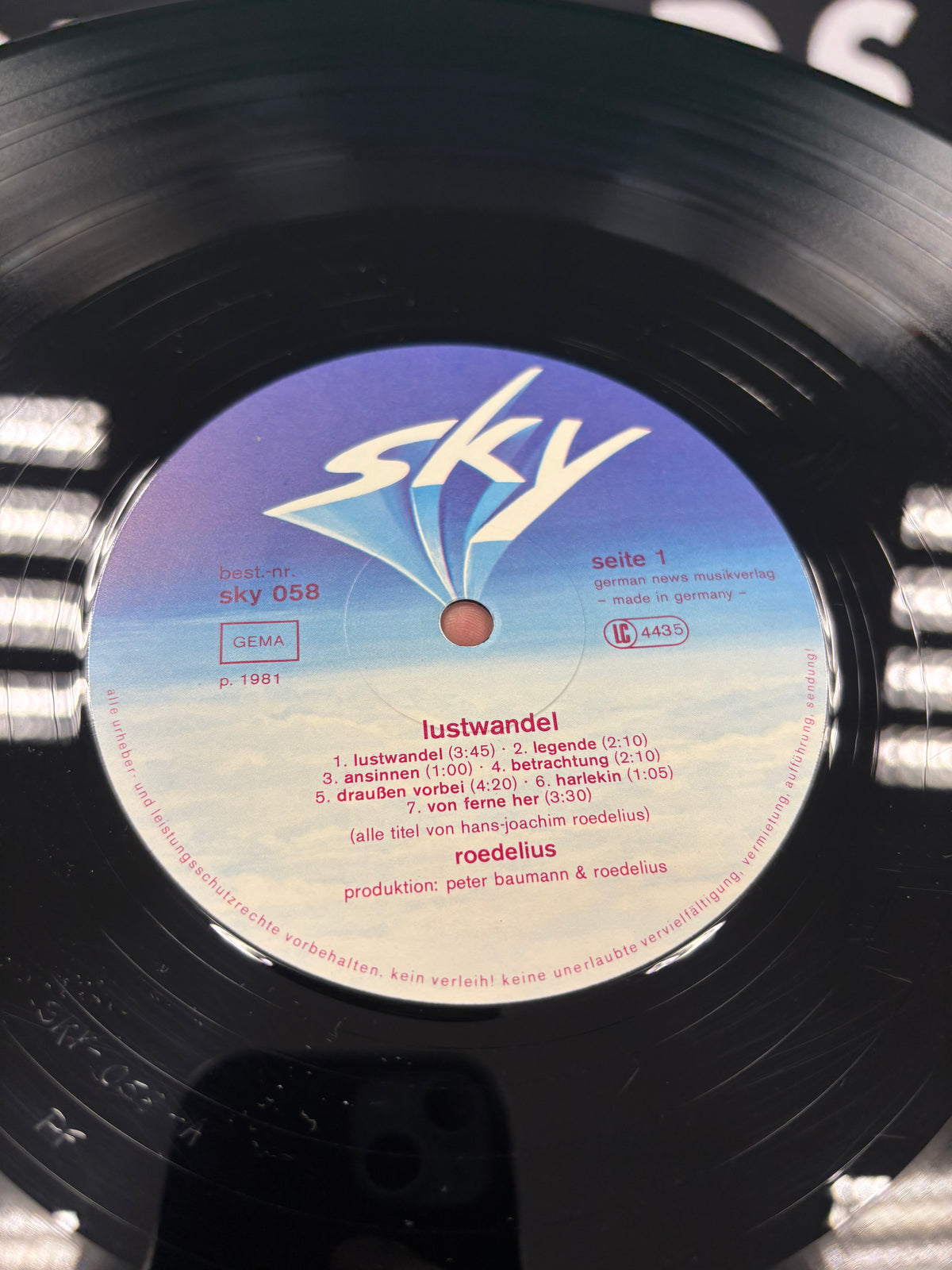 Roedelius: Lustwandel, LP, 1st pressing, Sky Records, Germany 1981