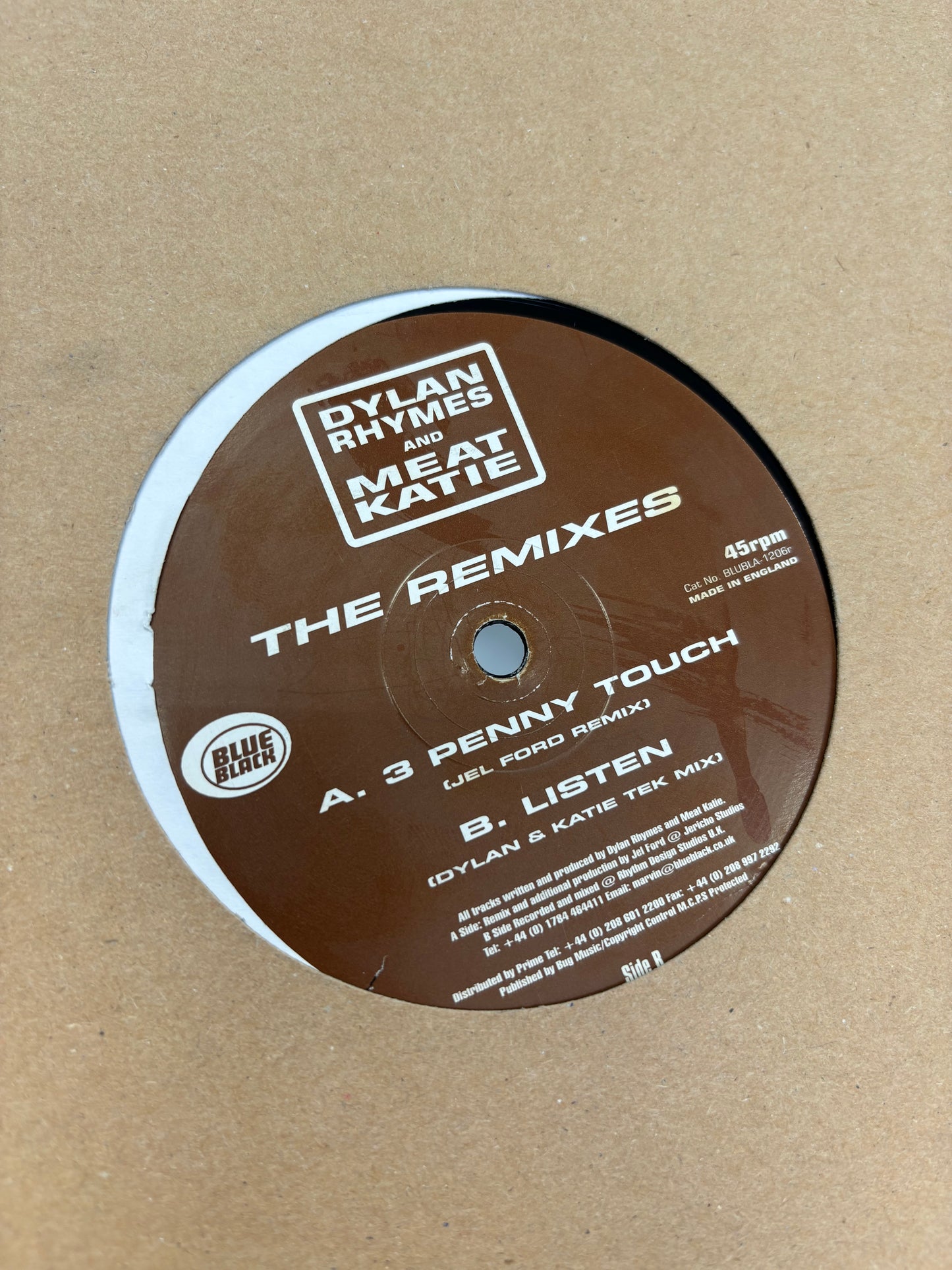 Dylan Rhymes And Meat Katie: The Remixes, 12inch, Only pressing, Blue Black, UK 2001