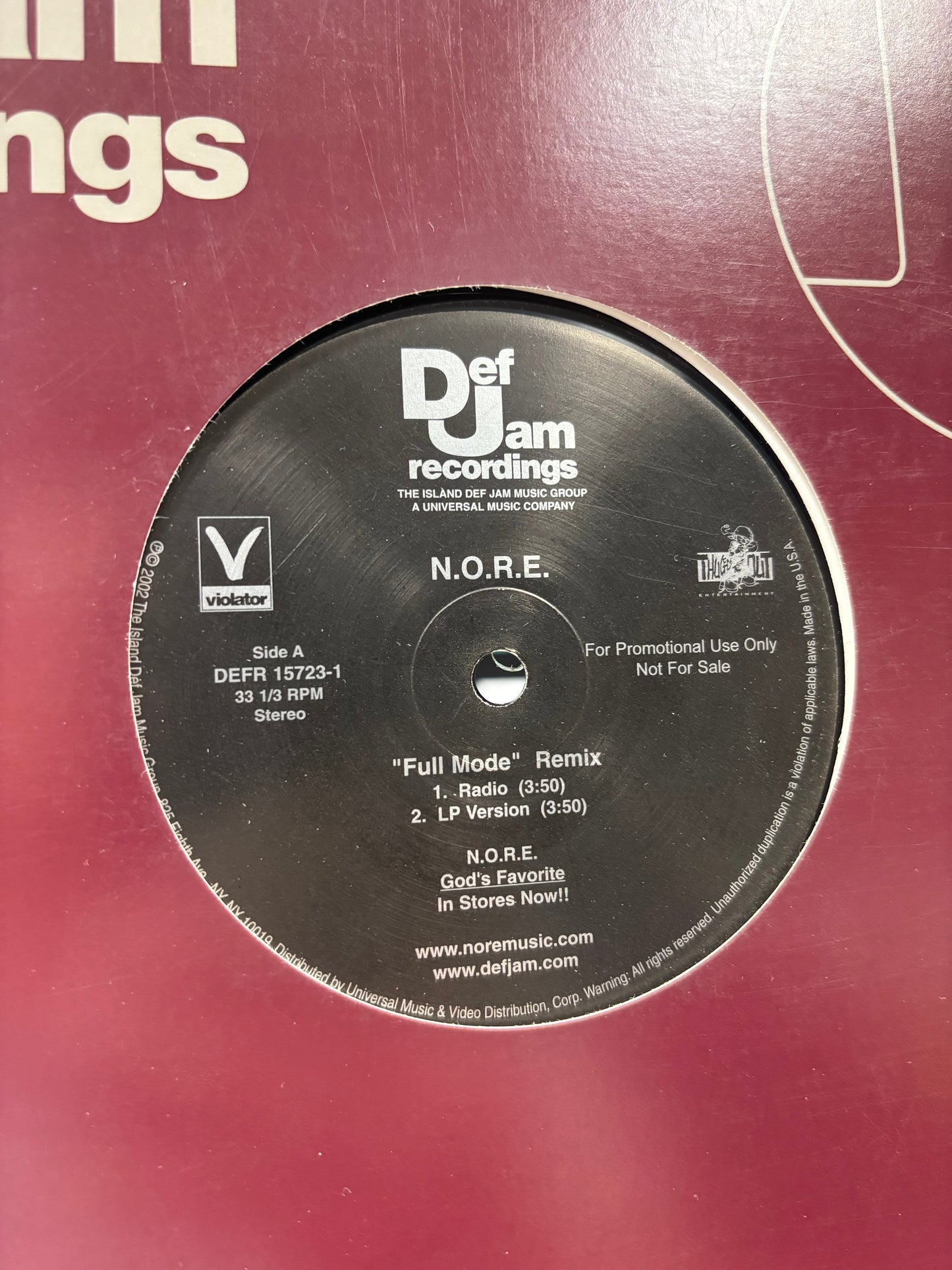N.O.R.E. and Capone: Full Mode (Remix), 12inch, Promo, Def Jam Recordings, Violator, Thugged Out Entertainment, US 2002