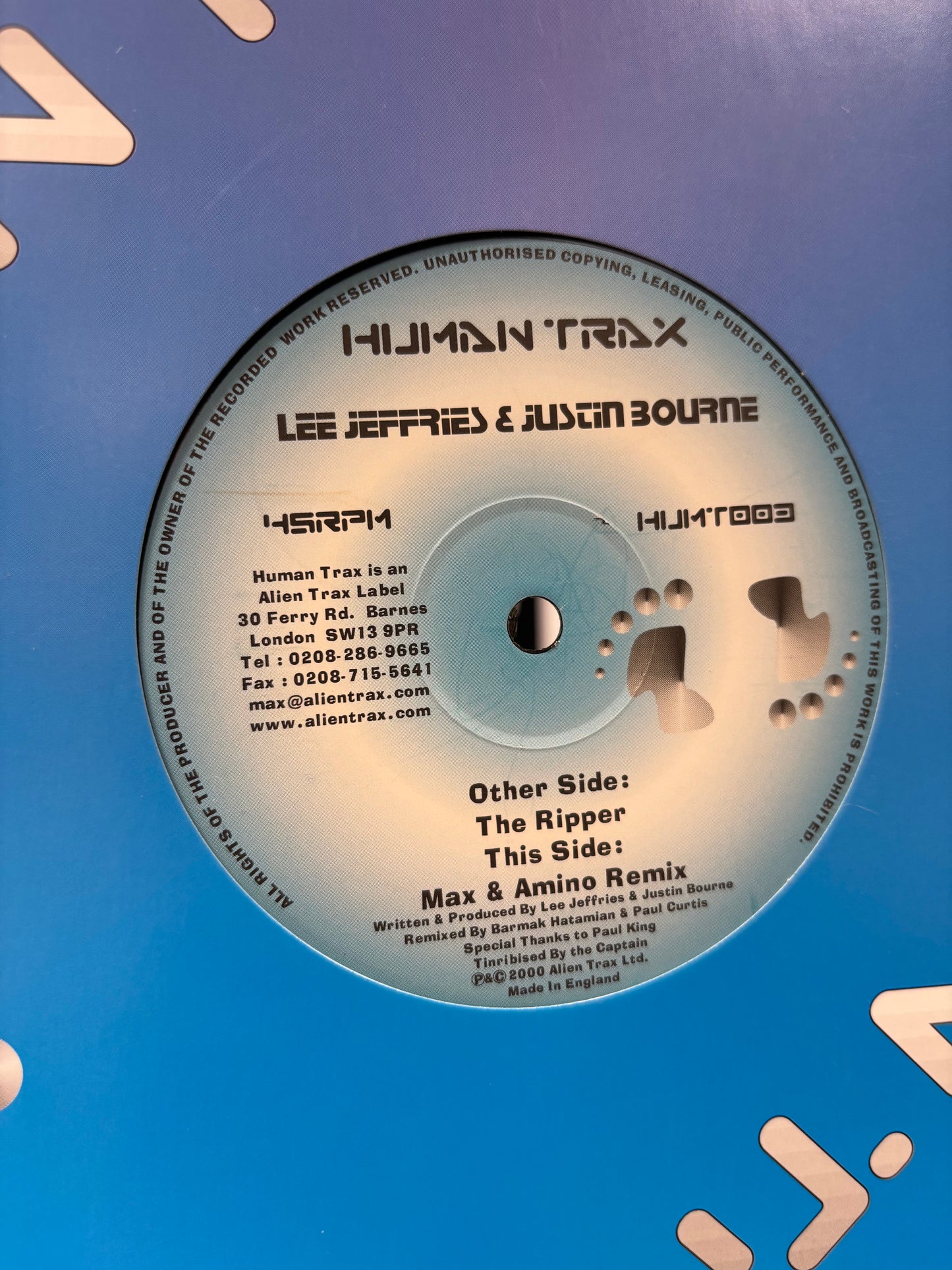 Lee Jeffries & Justin Bourne: The Ripper, 12inch, Only official pressing, Human Trax, UK 2000