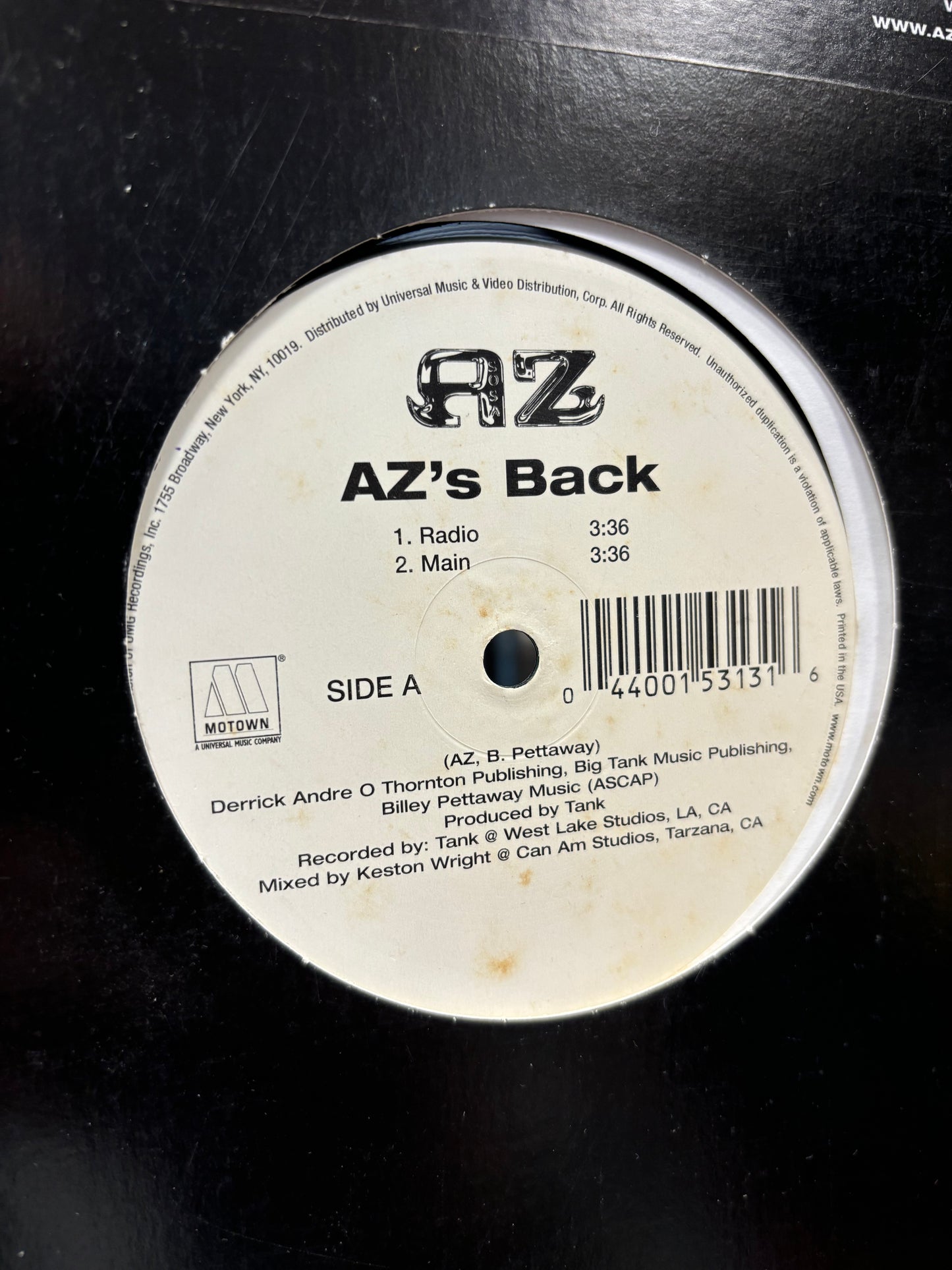 AZ: AZ’s Back, 12inch, Only official pressing, Motown, US 2001