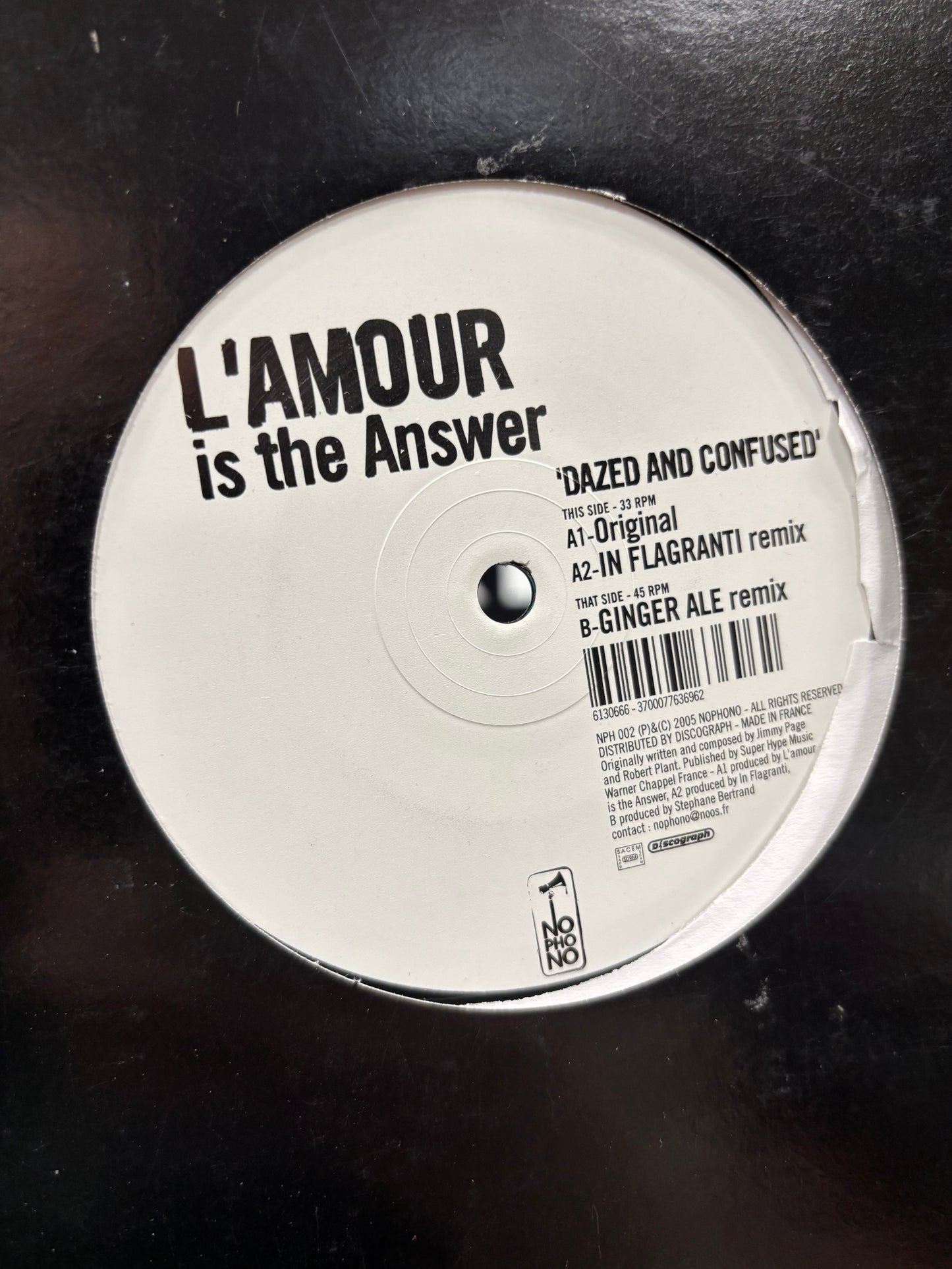 L’Amour Is The Answer: Dazed And Confused, 12inch, Only pressing, Nophono, France 2005