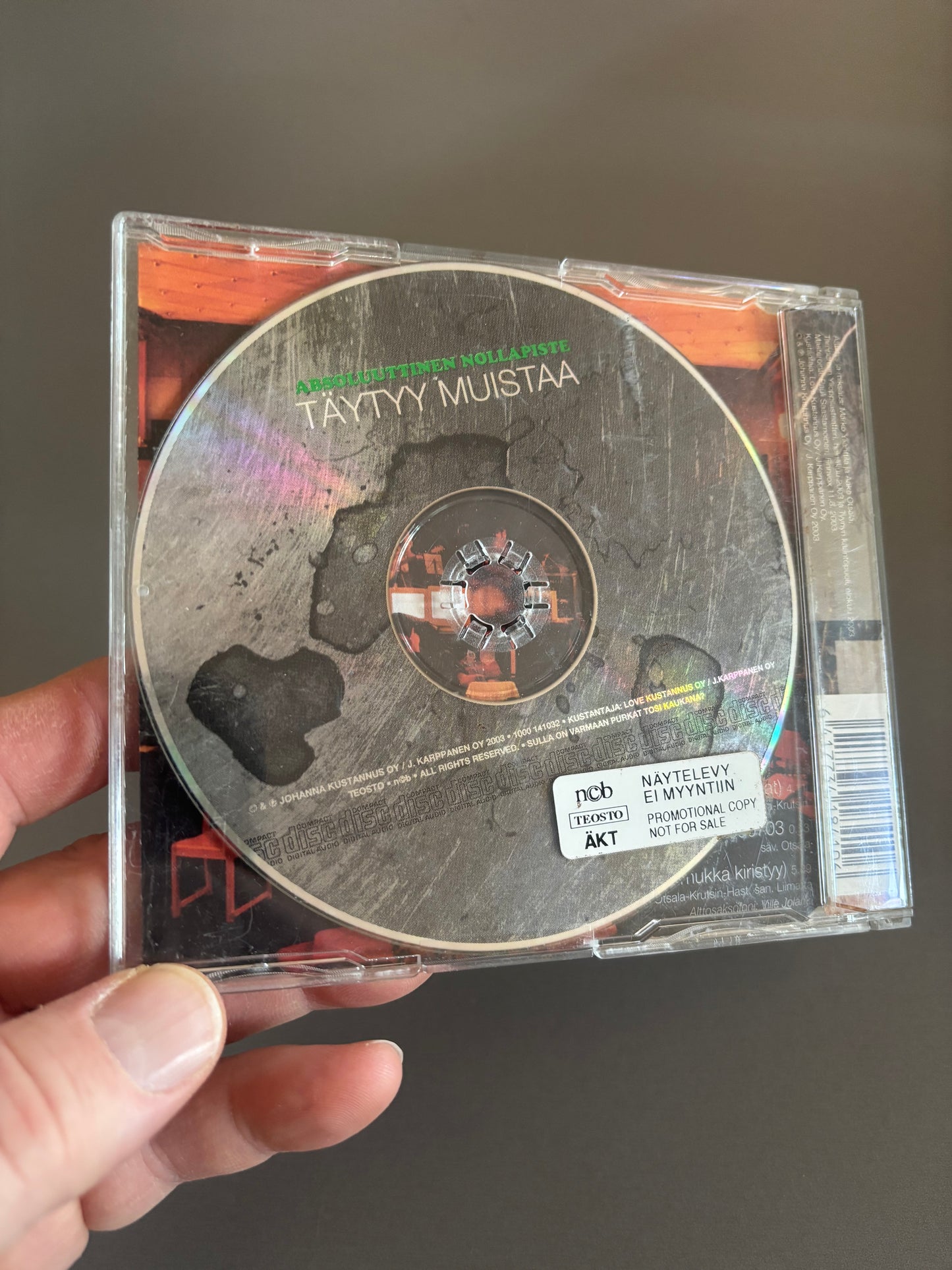 Absoluuttinen Nollapiste: Täytyy Muistaa (tapaus Foliosurmat), CD single, Only pressing, Johanna Kustannus, Finland 2003