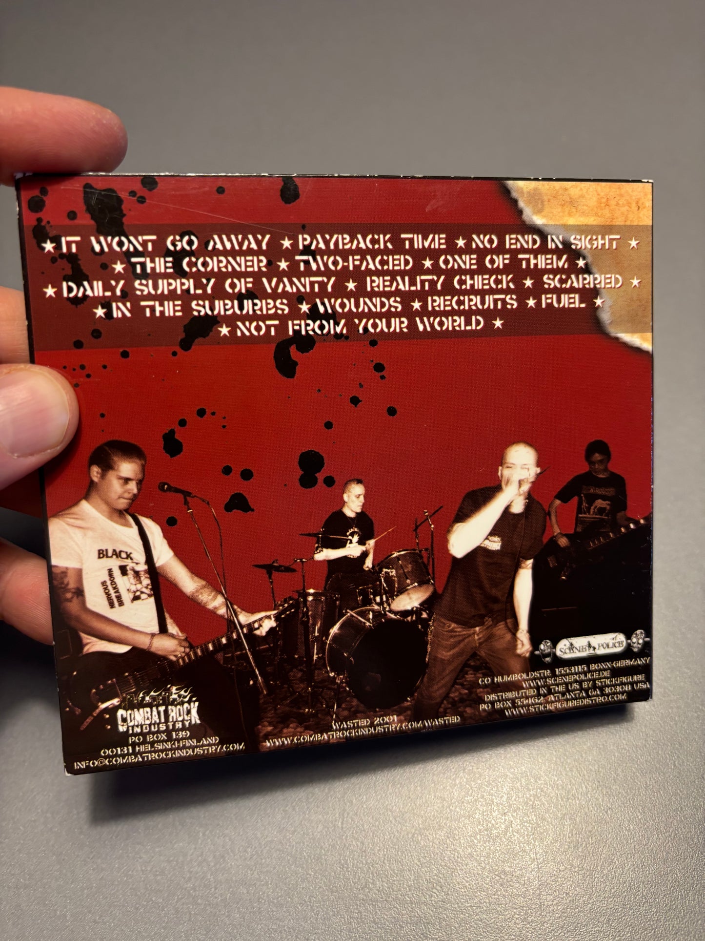 Wasted: Down And Out, CD, Only pressing, Combat Rock Industry, Scene Police, Finland 2001