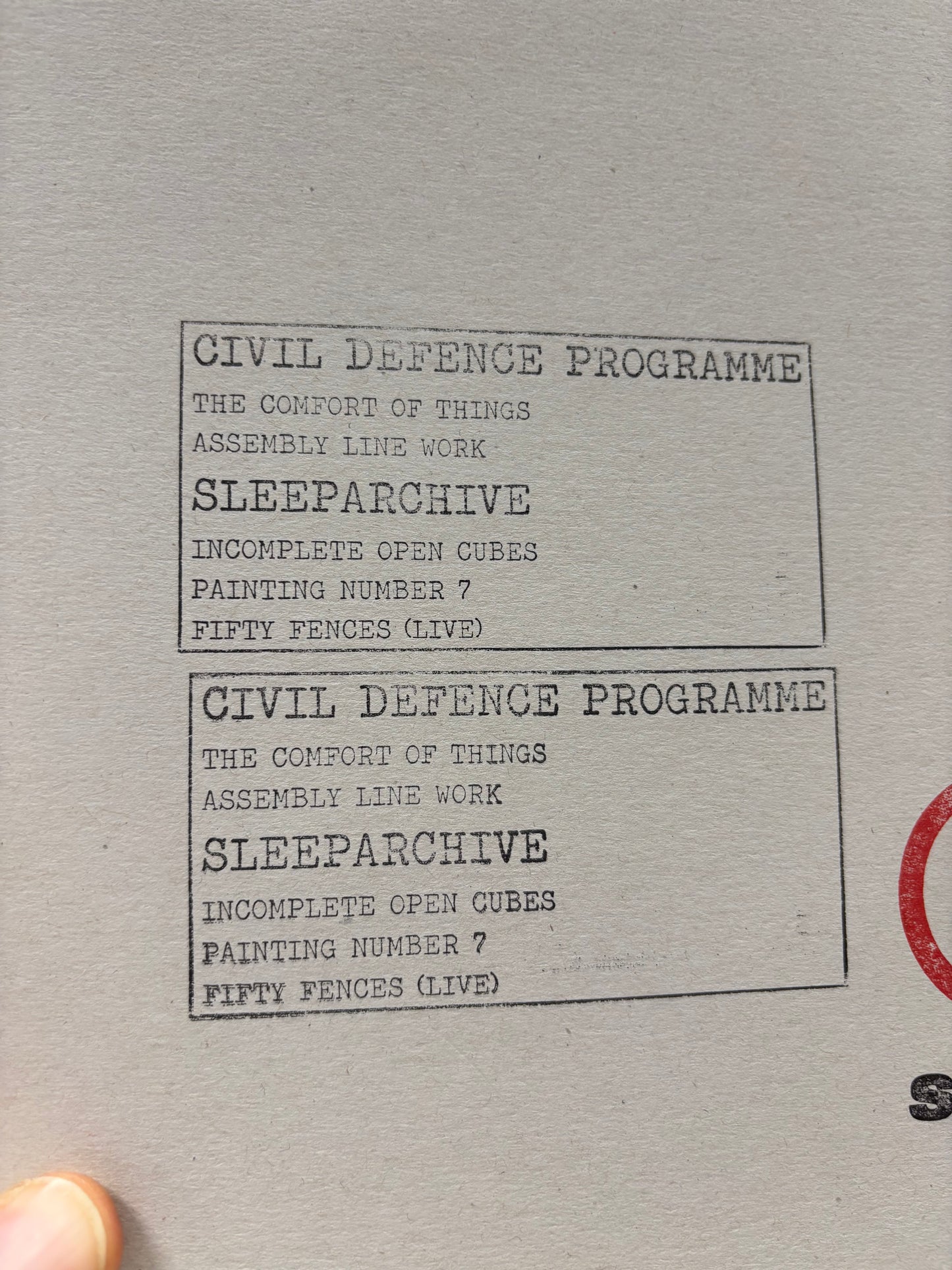Civil Defence Programme/Sleeparchive: Untitled, 12inch, split ep, Only pressing, Sleeparchive, Germany 2014