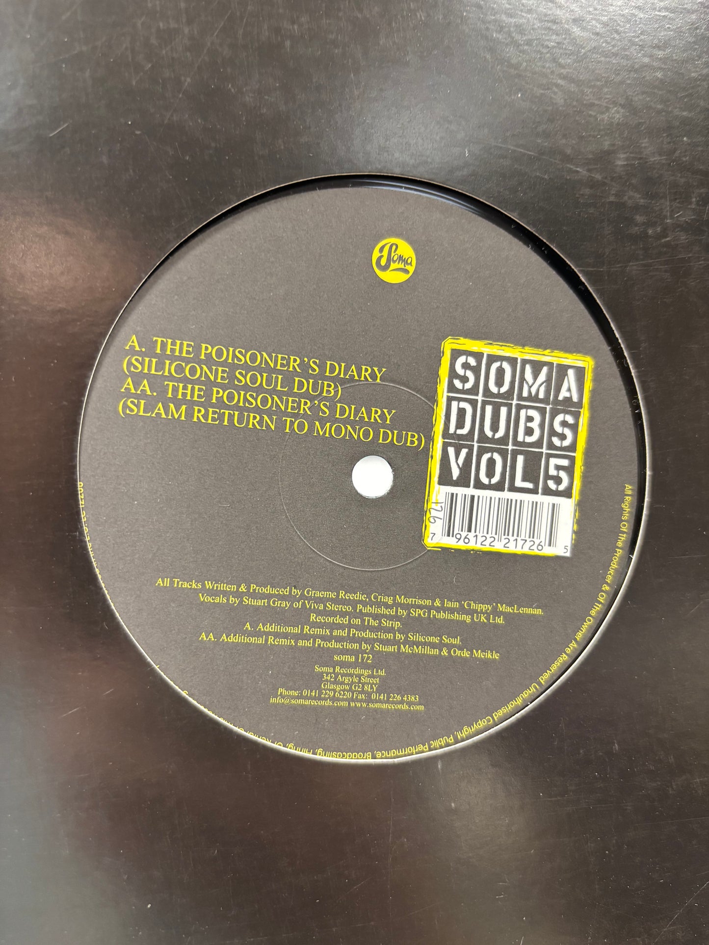 Soma Dubs Vol. 5: The Poisoner’s Diary (Silicone Soul Dub/Slam Return To Mono Dub), 12inch, Only pressing, Soma Quality Recordings, UK 2005