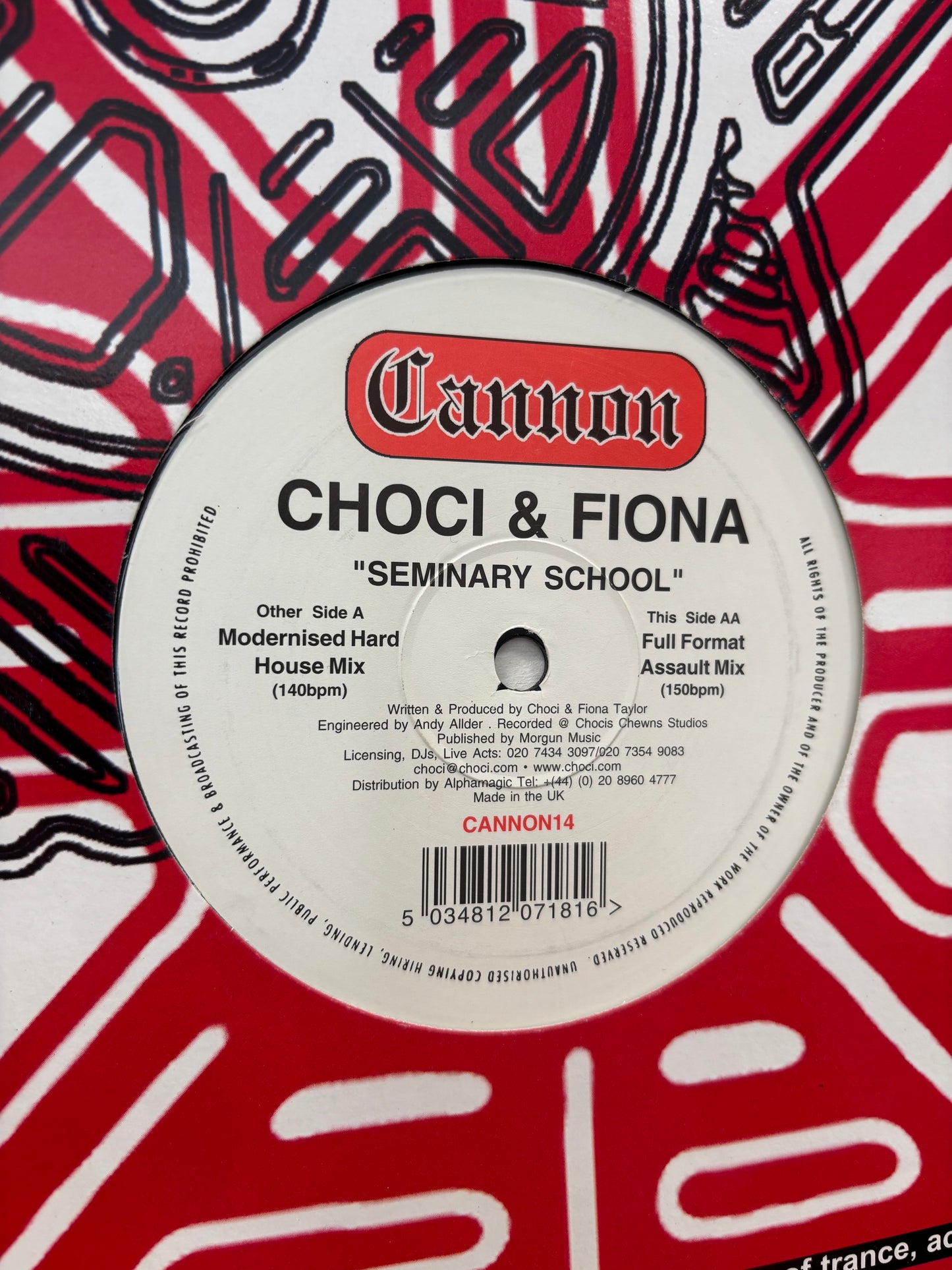 Choci & Fiona: Seminary School, 12inch, Only official pressing, Cannon Records, UK 1998