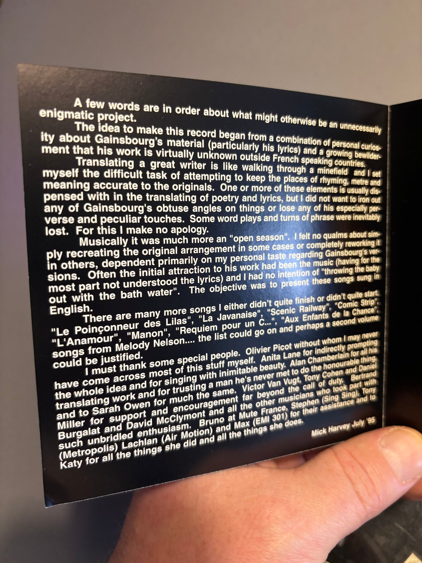 Mick Harvey: Intoxicated Man, CD, Mute, Europe 1995