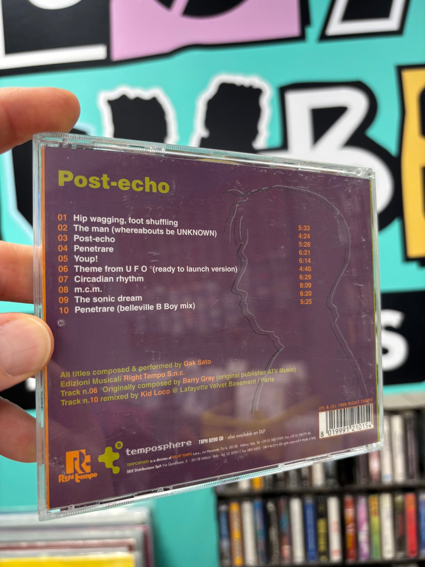 Gak Sato: Post-echo, CD, 1st pressing, Only CD pressing, Temposphere, Italy 1998
