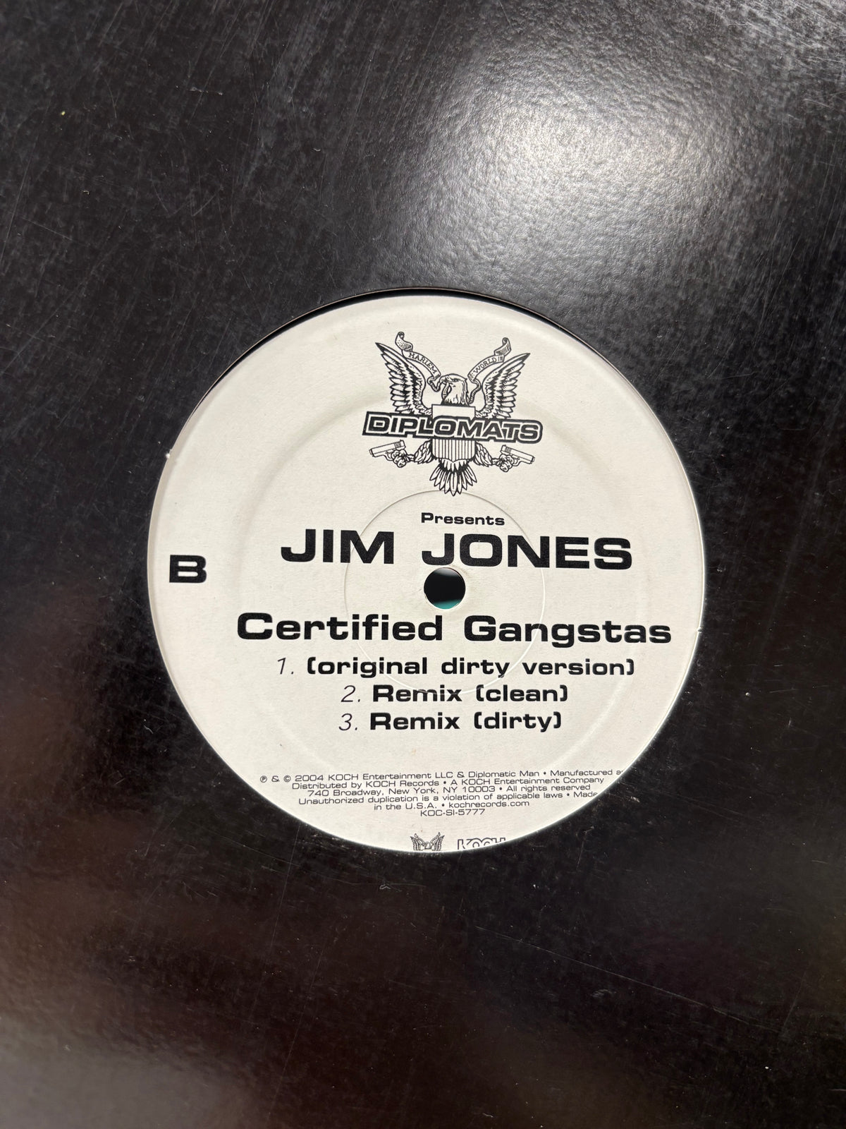 Jim Jones: Certified Gangstas, 12inch, OG pressing, Koch Records, Diplomats, US 2004