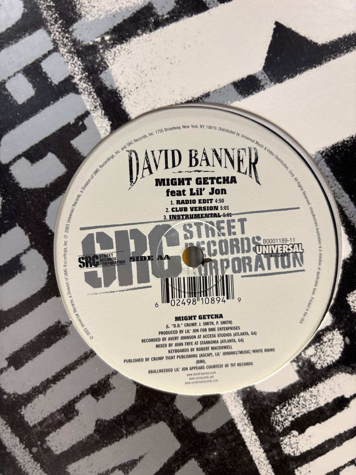 David Banner: Cadillac On 22’s/Might Getcha, 12inch, 1st pressing, Only official vinyl pressing, Universal Records, Street Records Corporation, US 2003