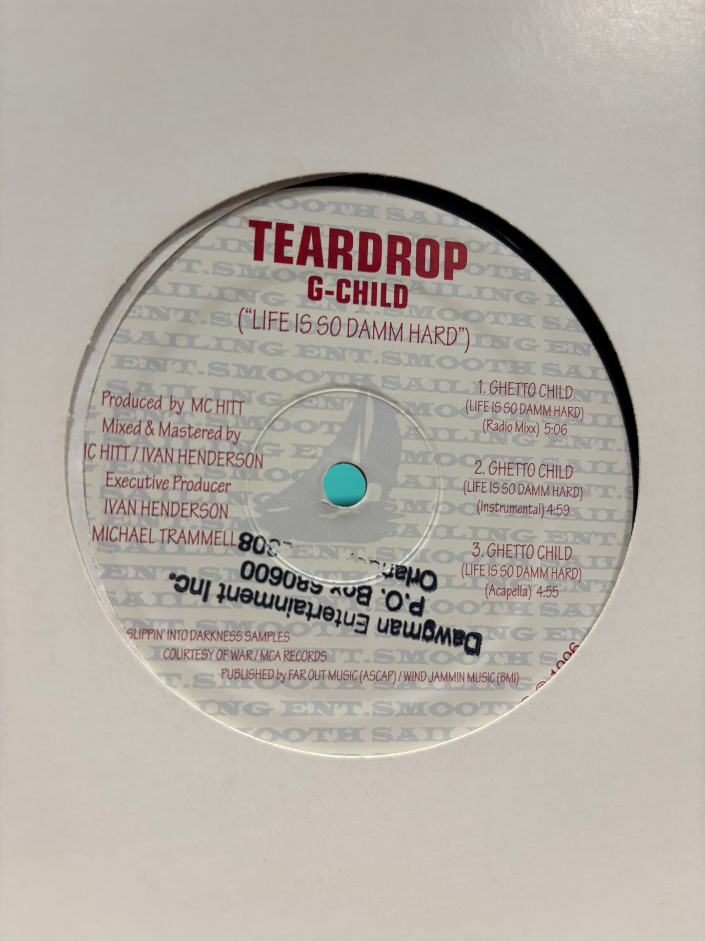 Teardrop: G-Child (Life Is So Damm Hard), 12inch, 1st pressing, Smooth Sailing Records, US 1996