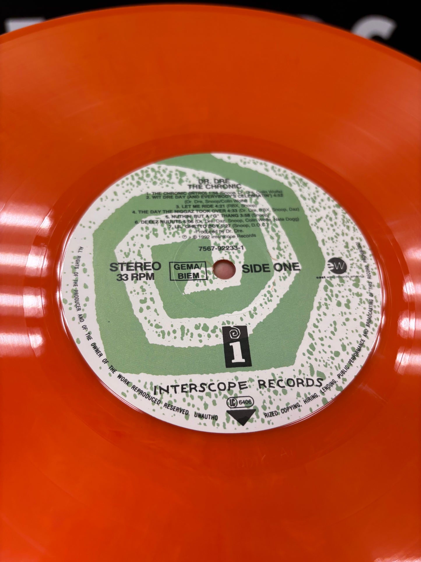 Dr. Dre: The Chronic, LP, Orange vinyl, Unofficial, Reissue, UK year?