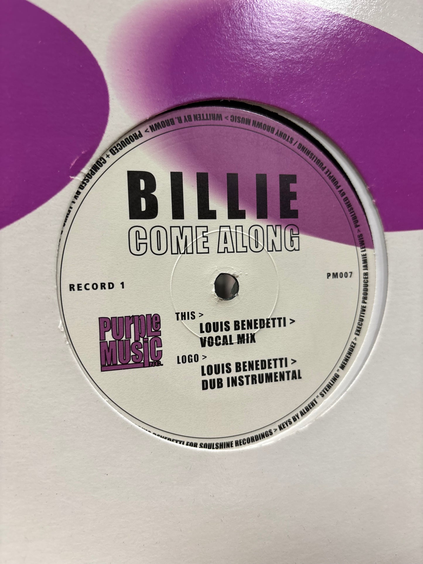 Billie: Come Along, 12inch, Only official pressing, Purple Music, Switzerland 2001