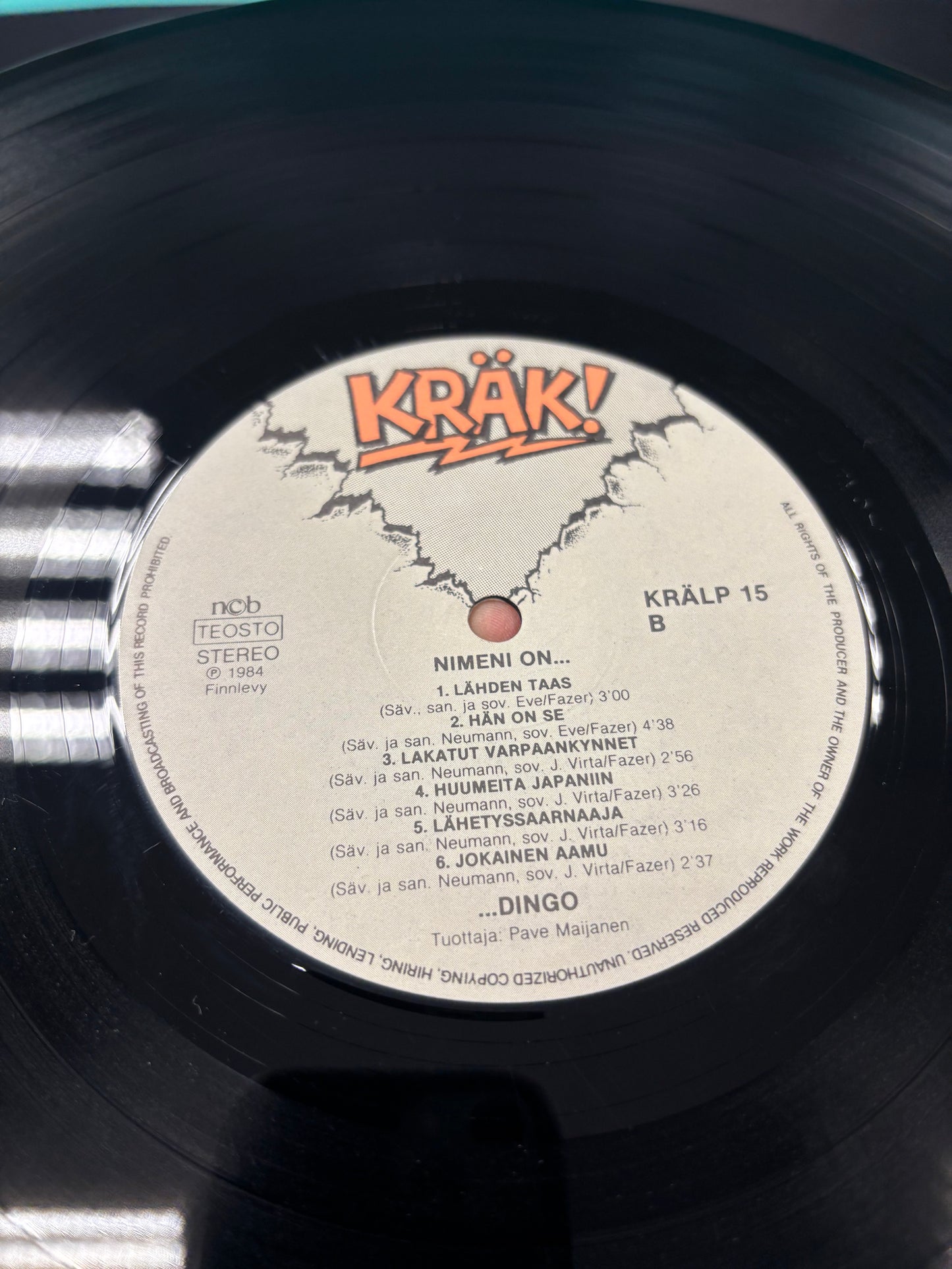 Dingo: Nimeni On Dingo, LP, 1st pressing, Kräk!, Finland 1984