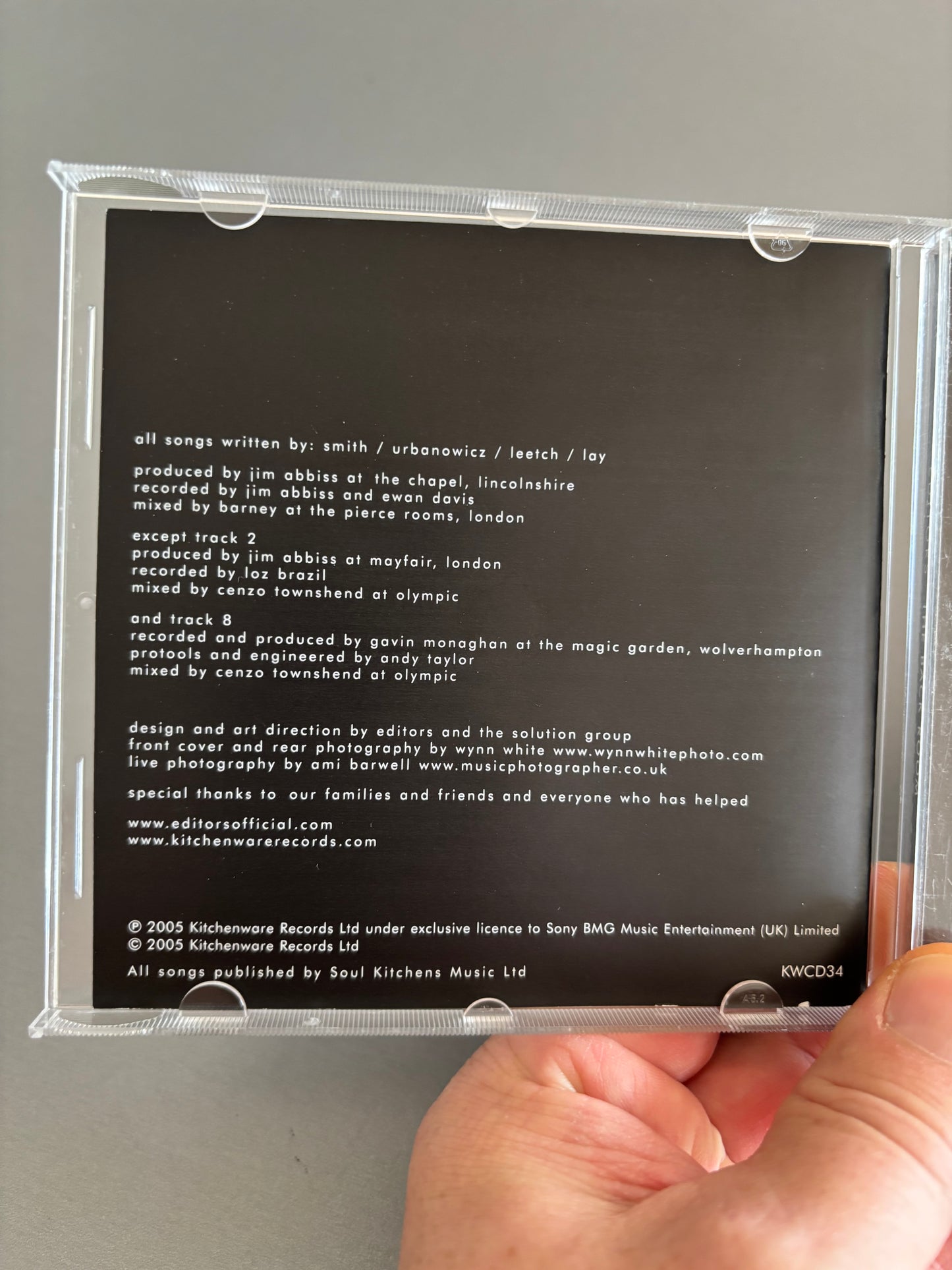 Editors: The Back Room, CD, Kitchenware Records, UK 2005