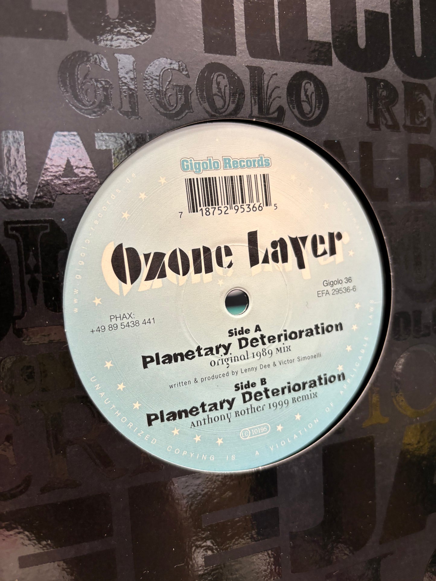 Ozone Layer: Planetary Deterioration, 12inch, 1st pressing, International Deejay Gigolo Records, Germany 1999