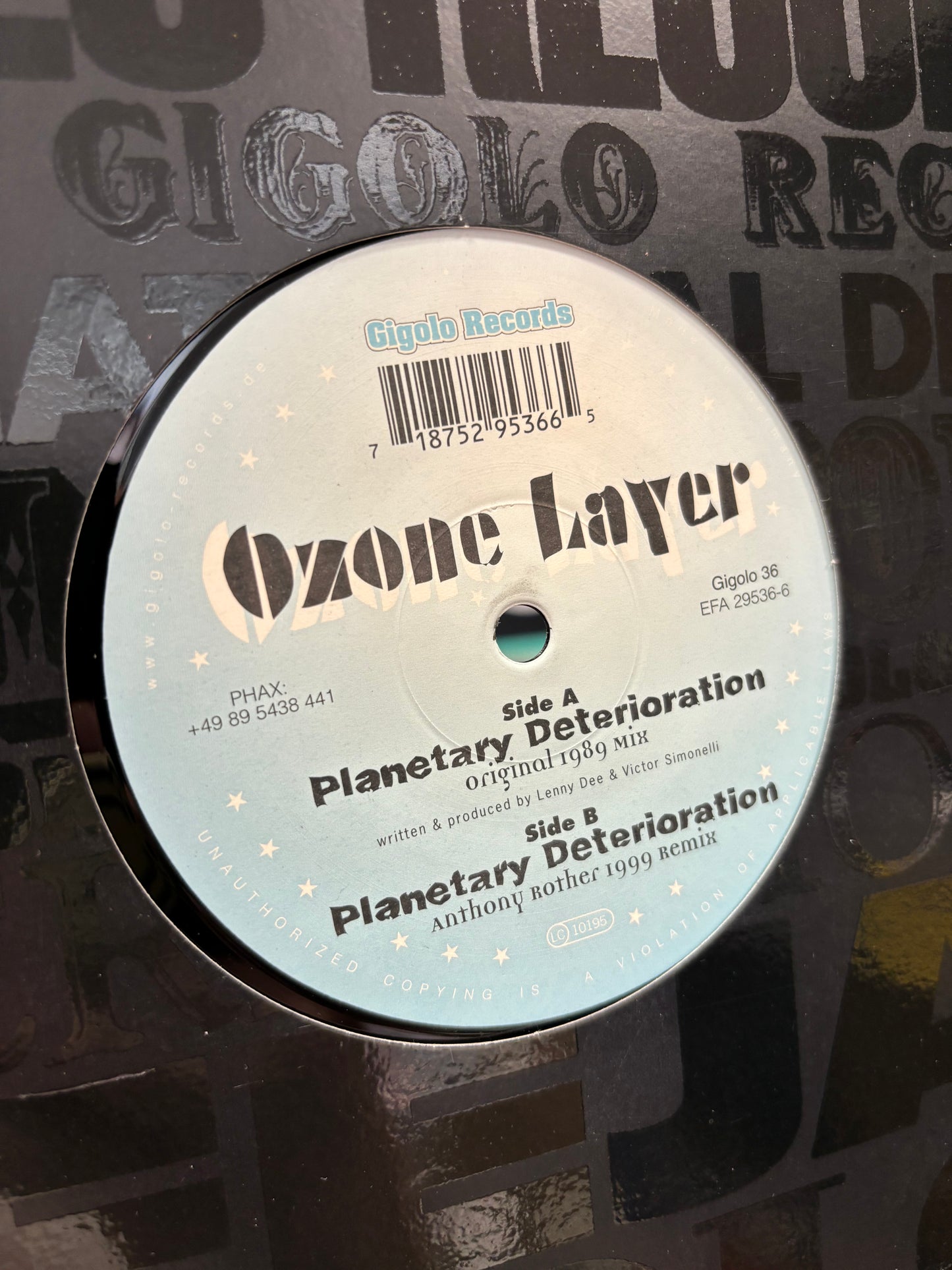 Ozone Layer: Planetary Deterioration, 12inch, 1st pressing, International Deejay Gigolo Records, Germany 1999