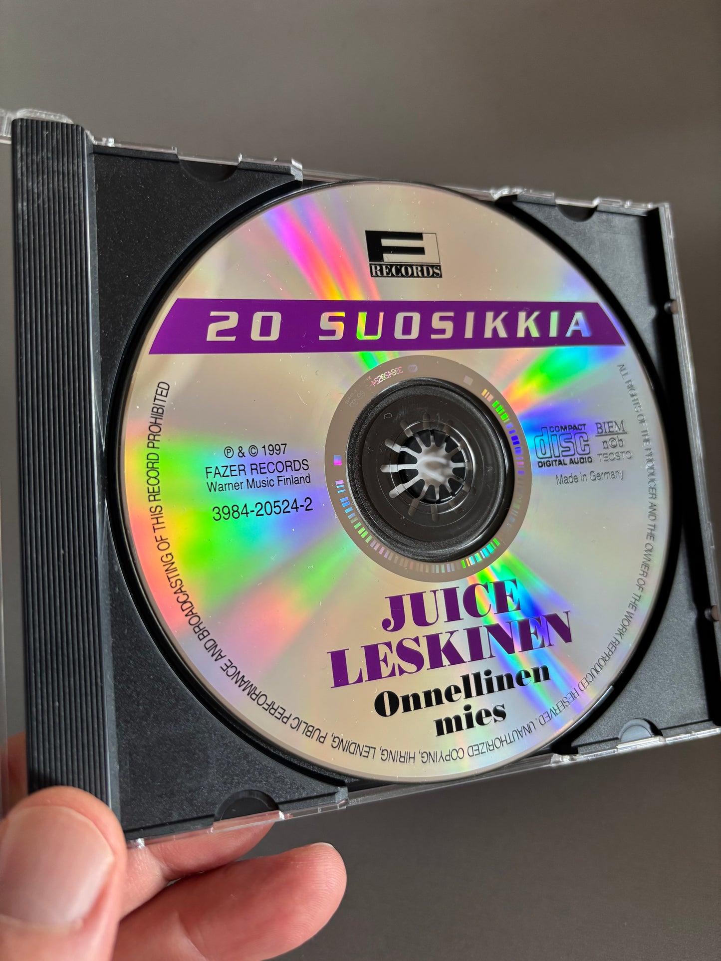 Juice Leskinen: Onnellinen Mies, 20 Suosikkia, CD, Only CD pressing, Compilation, Fazer Records, Finland 1997