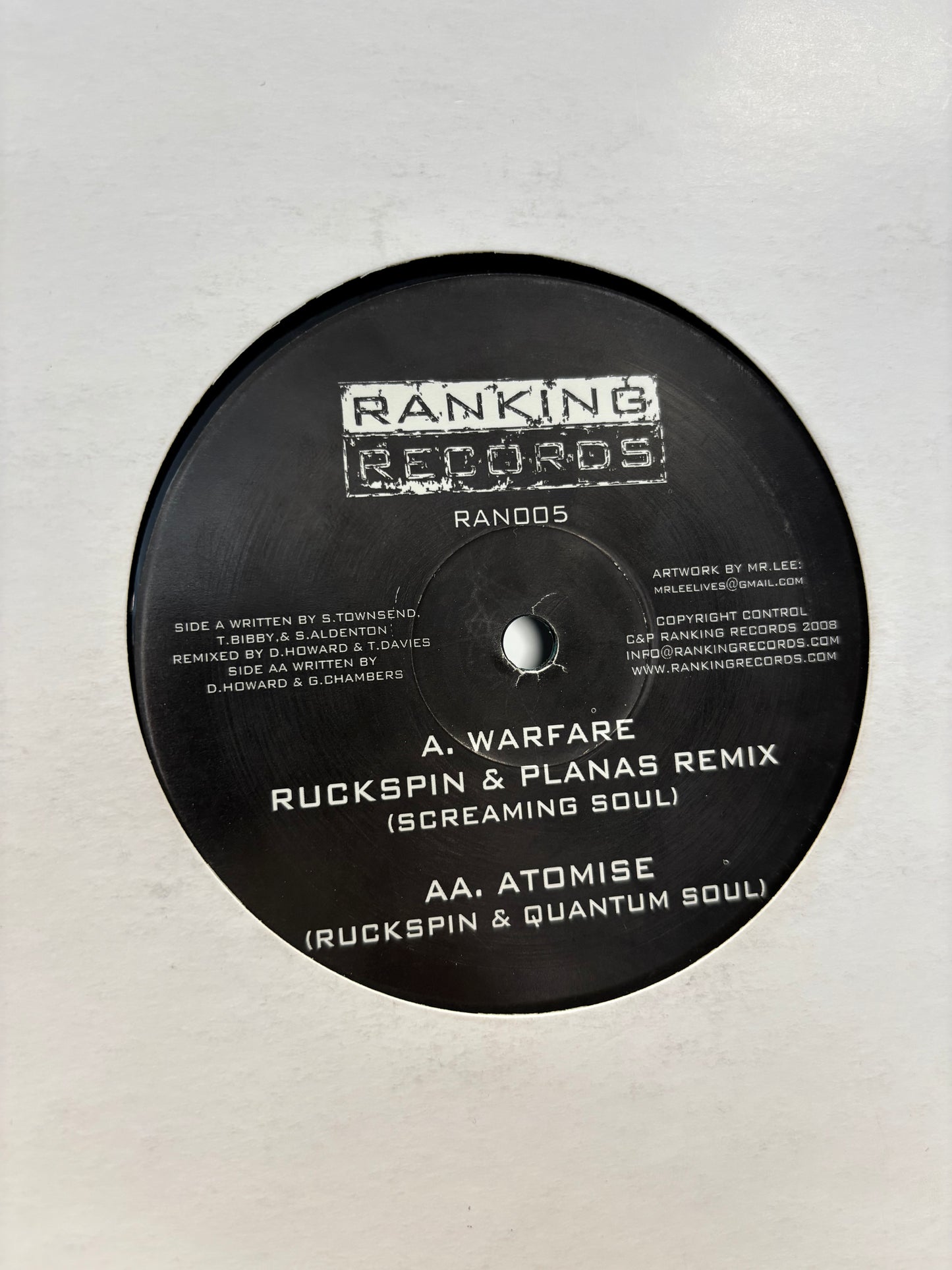 Screaming Soul/Ruckspin/Quantum Soul: Warfare (Remix)/Atomise, 12inch, Only pressing, Ranking Records, UK 2008