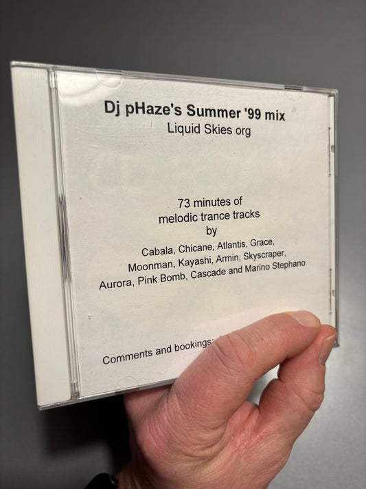 Dj pHaze’s Summer ’99 mix - Liquid Skies org, CDr, Only pressing, Not On Label, Finland 1999
