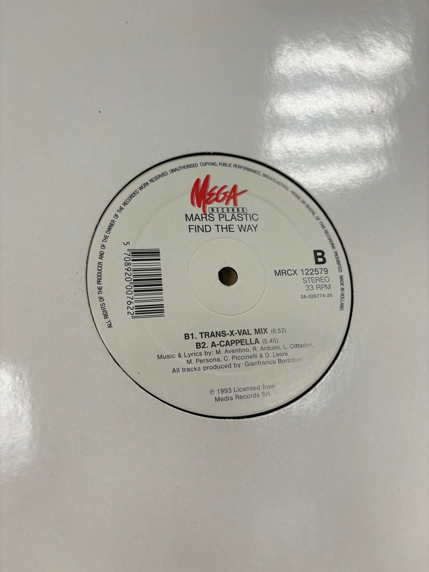 Mars Plastic: Find The Way, 12inch, Mega Records, Scandinavia 1993