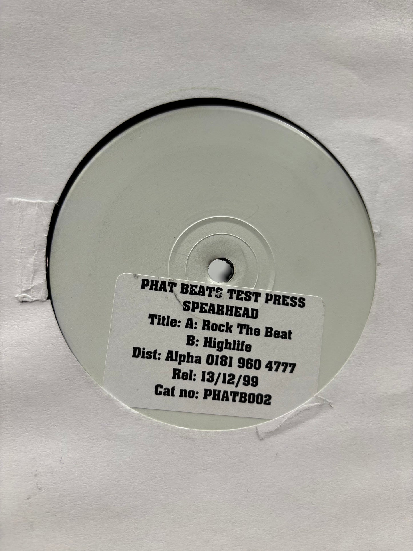Spearhead: Rock The Beat/Highlife, 12inch, Test pressing, White label, Phat Beats, UK 1999