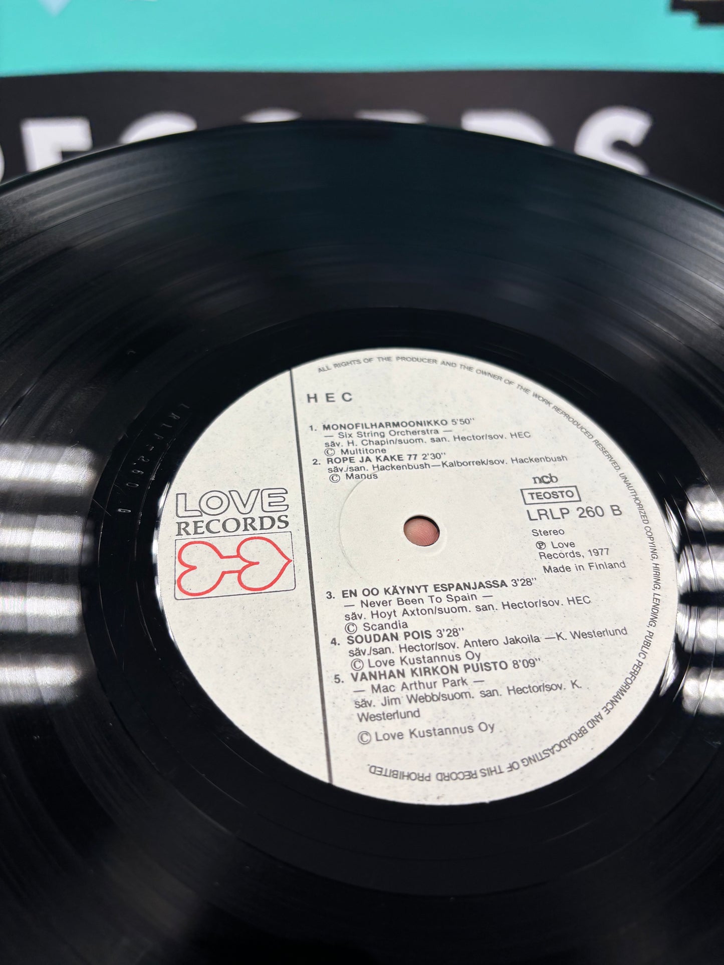 Hec: Hec, LP, 1st pressing, Love Records, Finland 1977