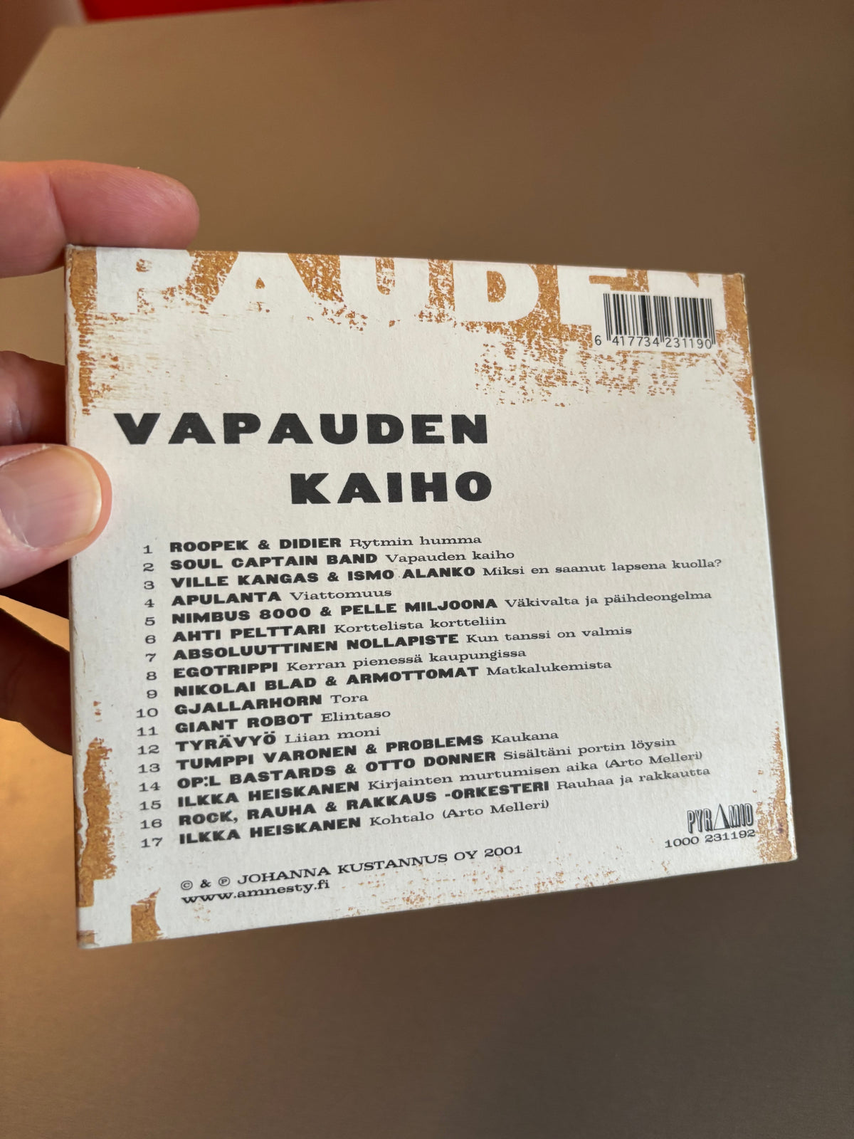 Vapauden Kaiho (Lauluja Amnestylle), CD, Only pressing, Pyramid, Finland 2001