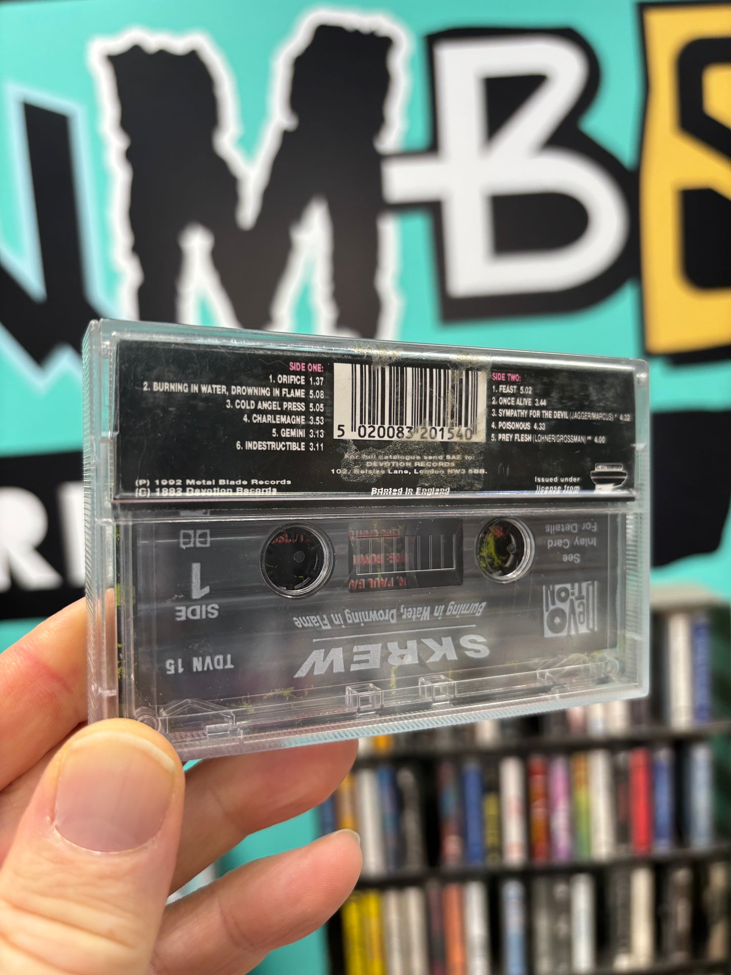 Skrew: Burning in Water, Drowning in Flame, cassette, Devotion, UK 1992