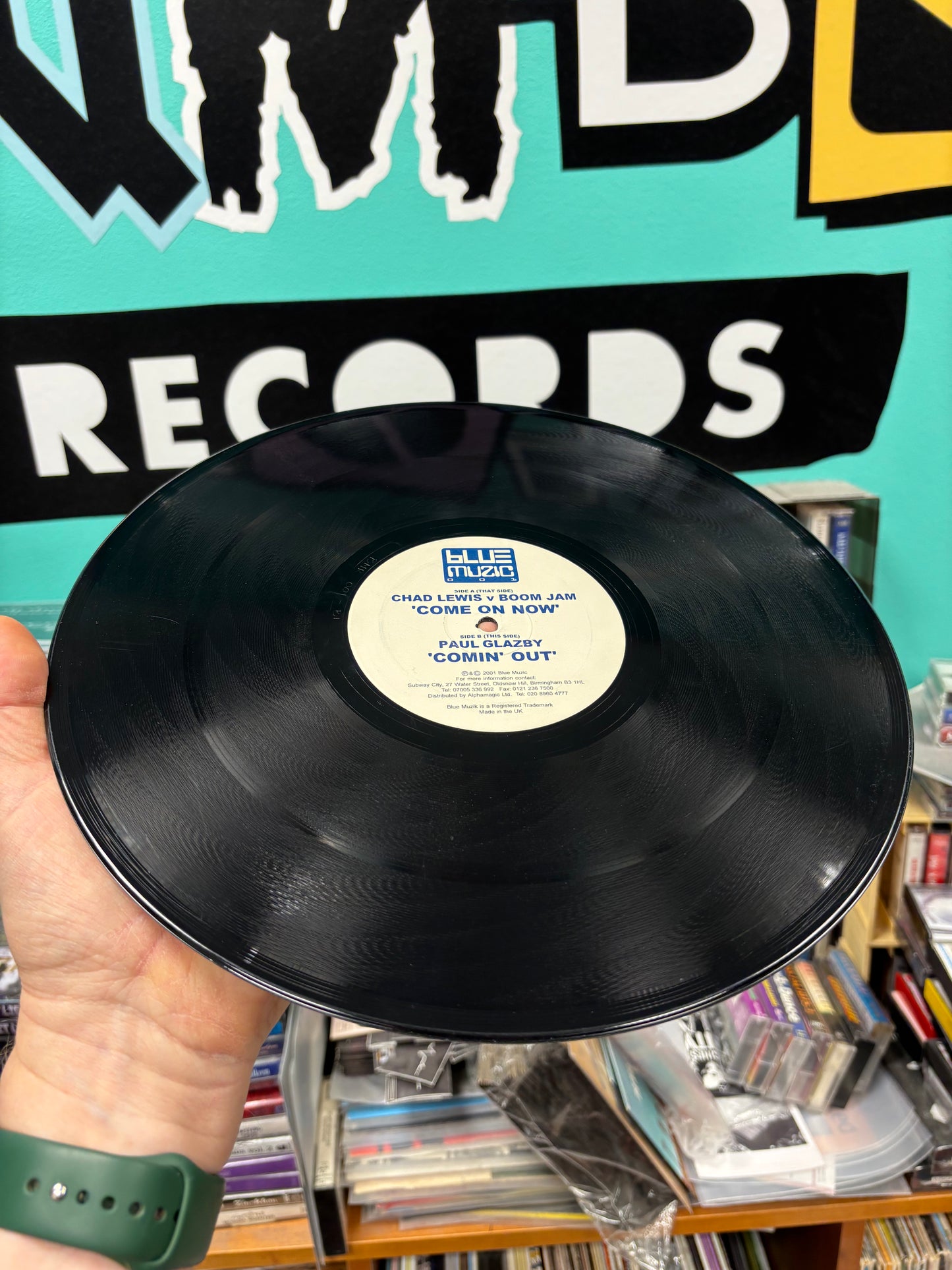 Chad Lewis v Boom Jam/Paul Glazby: Come On Now/Comin’ Out, 12inch, Only official pressing, Blue Muzic Records, UK 2001